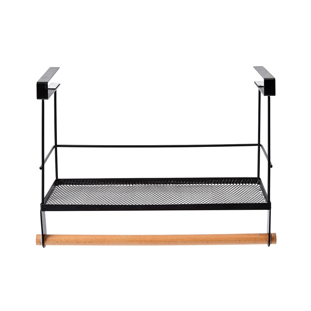 4 Wire and Wood Undershelf Basket With Rail, 4 of 9
