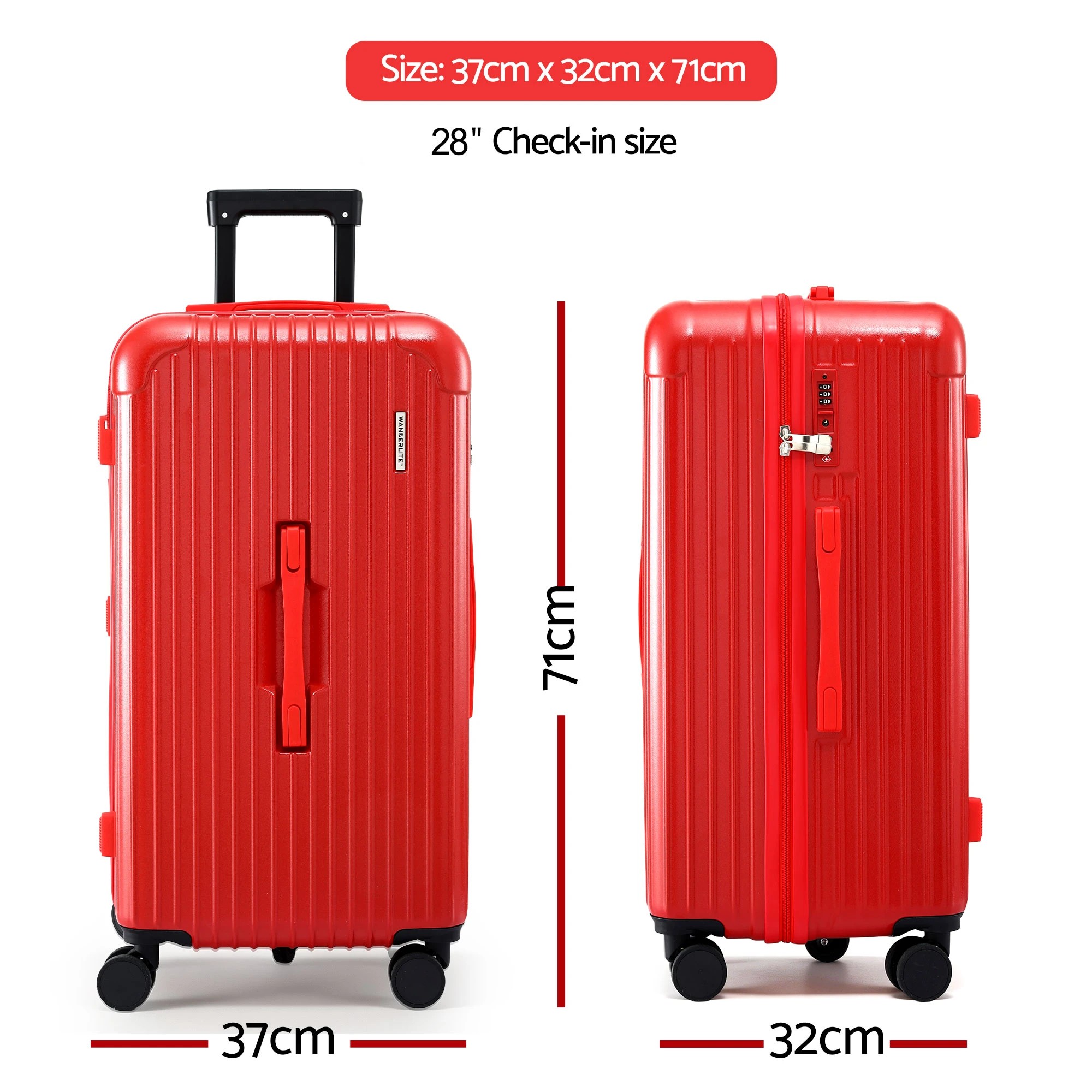 2 Wanderlite 28" Trunk Luggage Suitcase Travel 5 Wheels Type C Port TSA Red - Red, 2 of 4