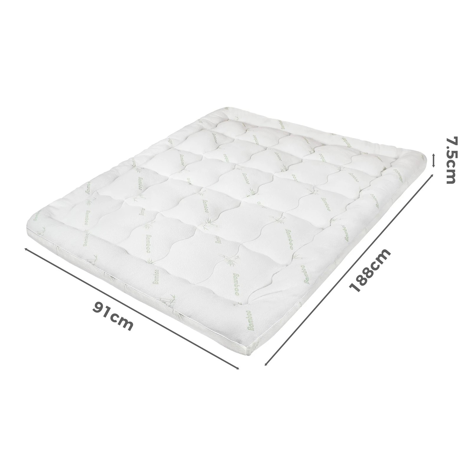 4 Starry Eucalypt Bamboo Fibre Pillowtop Mattress Topper Underlay Pad 7.5cm - Single Bed, 4 of 5