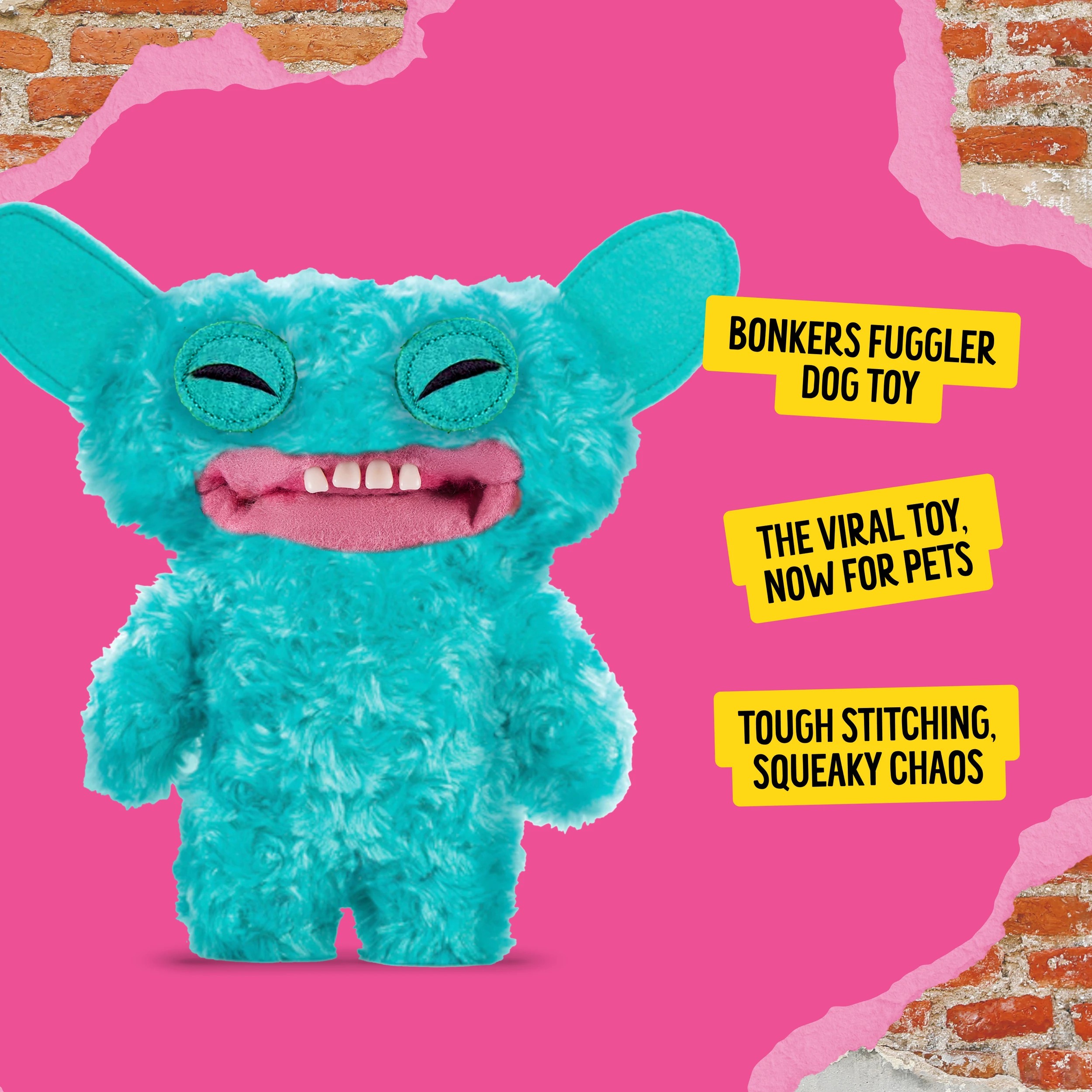 2 20cm BONKERS ZURU Fuggler Grin Grin Squeaky and Plush Dog Toy, 2 of 5