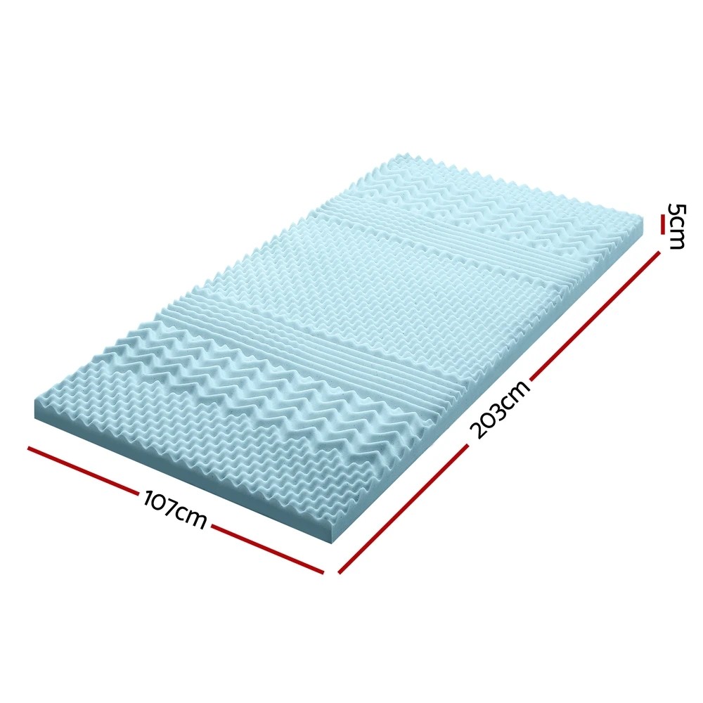 2 Giselle Bedding 5cm Memory Foam Mattress Topper 7-Zone King Single - King Single Bed - Blue, 2 of 9