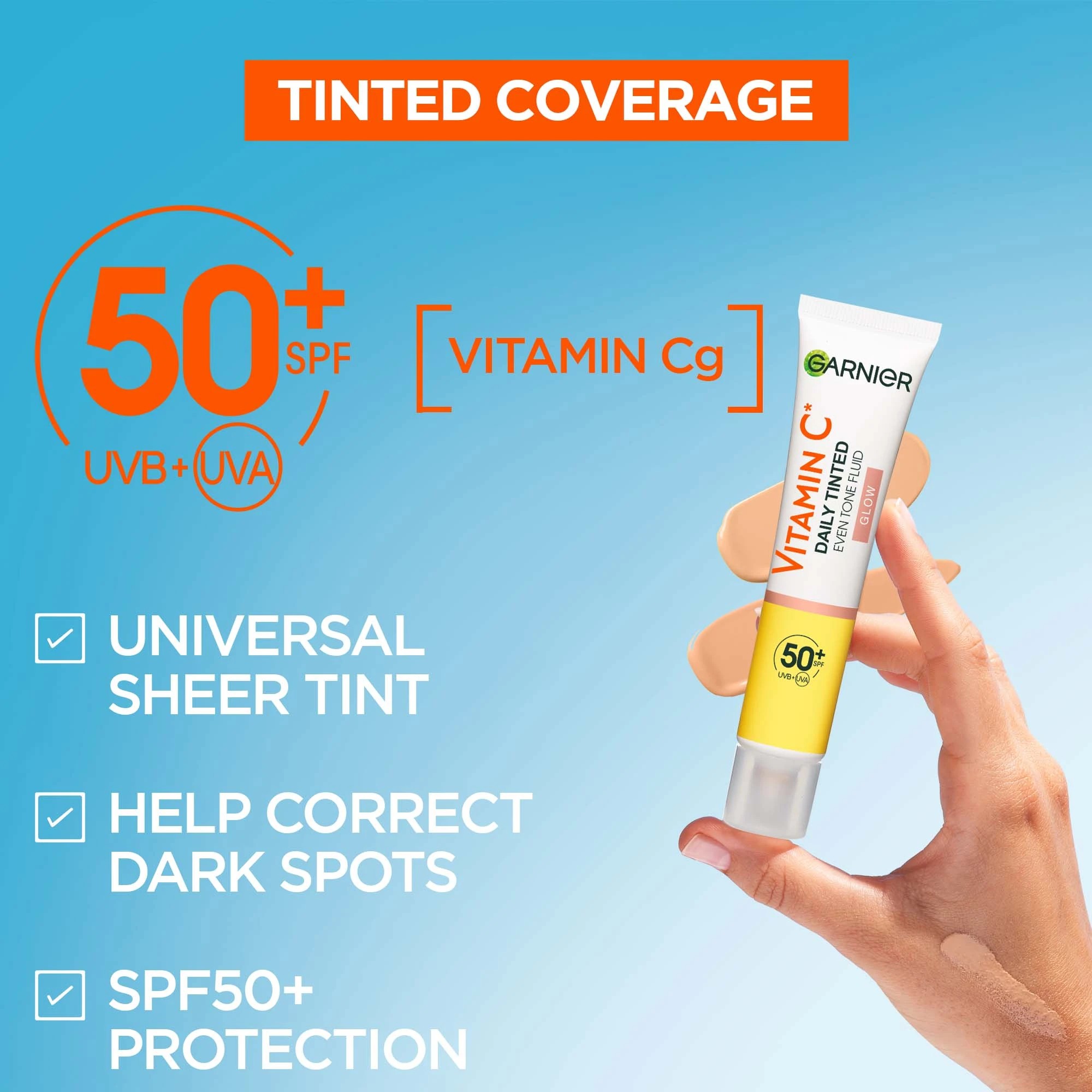 2 Garnier SkinActive Daily Tinted Even Tone Fluid with SPF50+ 40ml - Vitamin C, 2 of 10