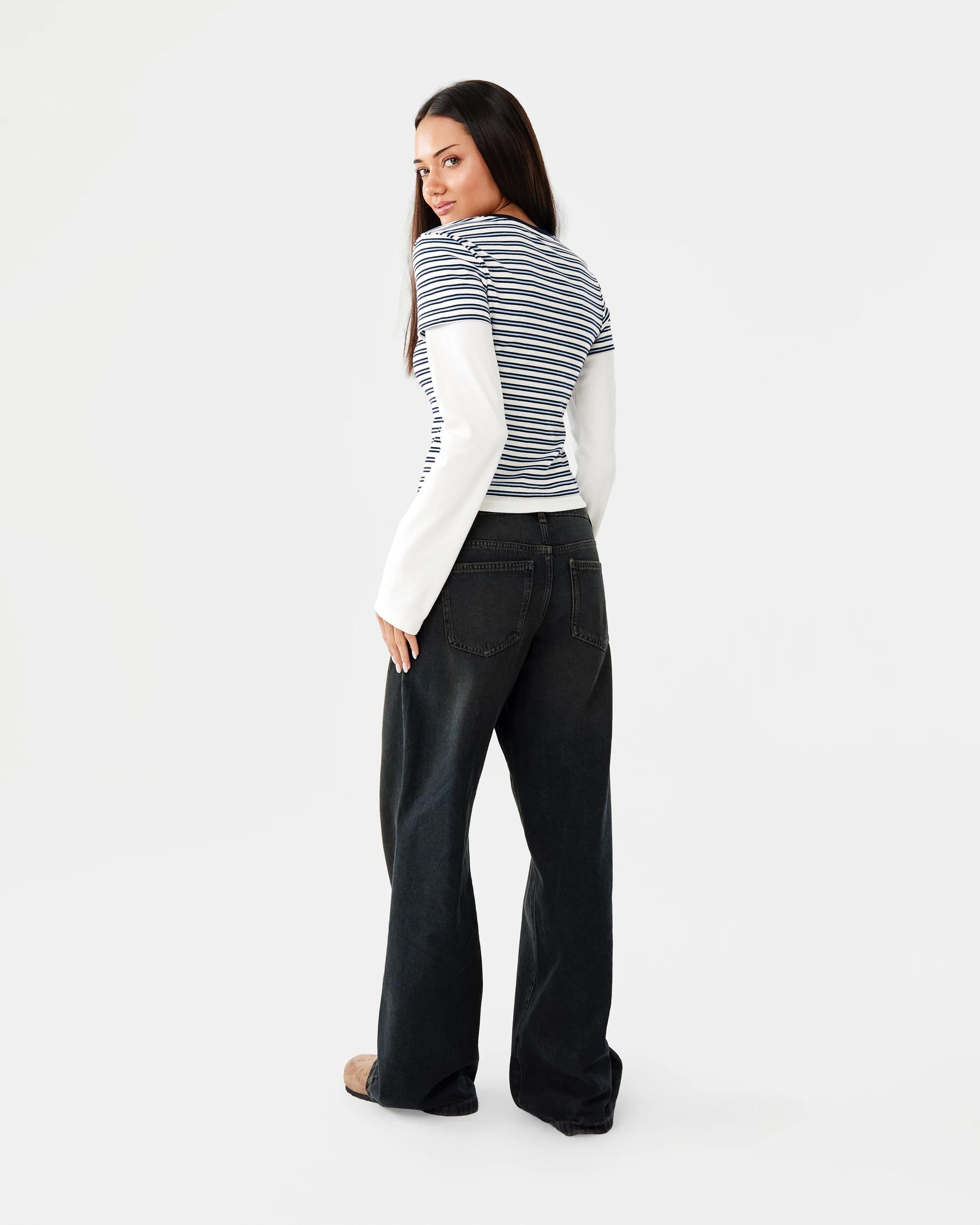 6 Long Sleeve Double Layer Top Blu Stripe, 6 of 10