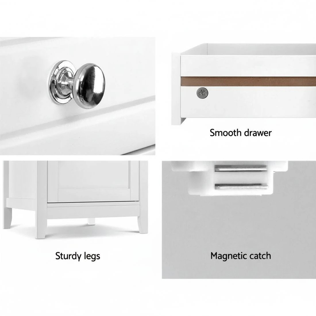 5 Artiss Bedside Tables Side Table Drawers Nightstand - White, 5 of 6