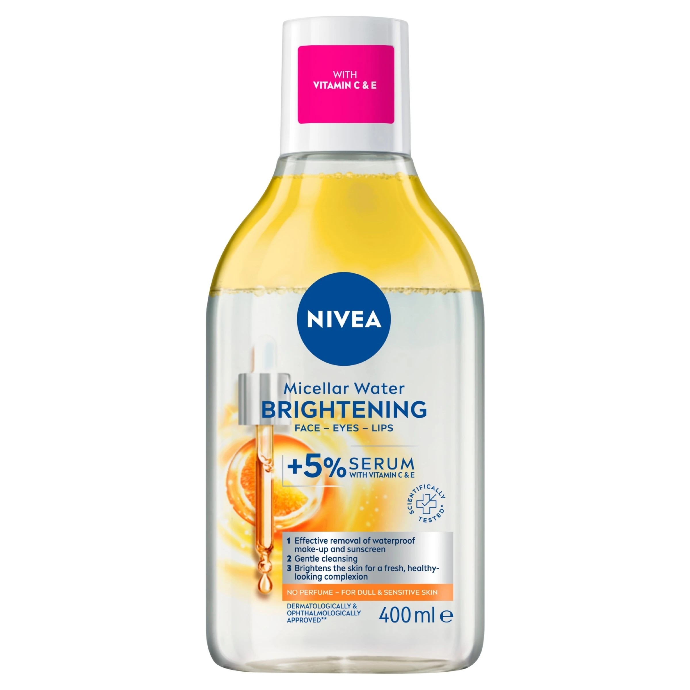 1 Nivea Brightening Micellar Water 400ml - 5% Serum with Vitamin E and C and Amino Acid Complex, 1 of 9
