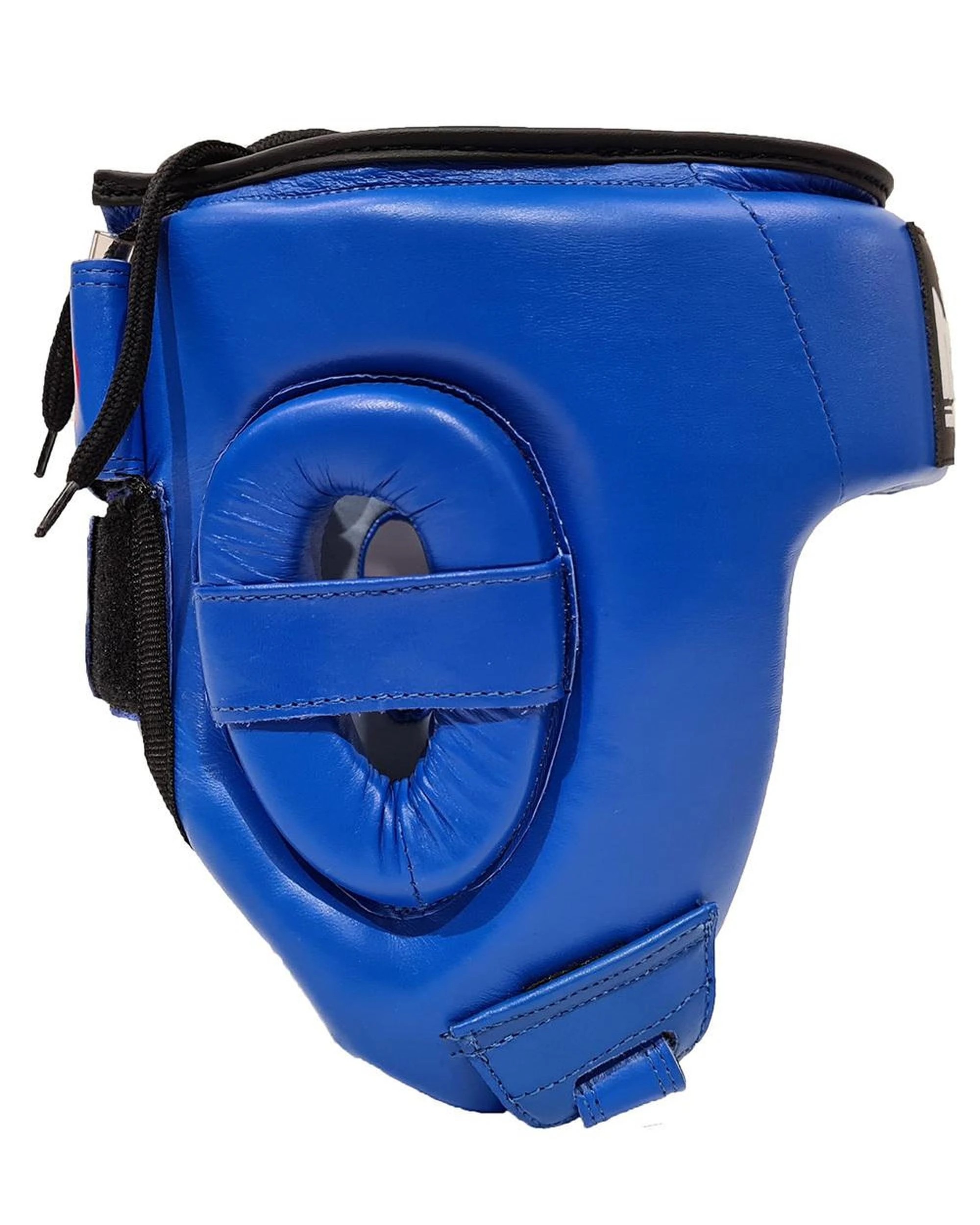 2 Morgan Platinum Open Face Leather Head Guard Extra Large - Blue, 2 of 5