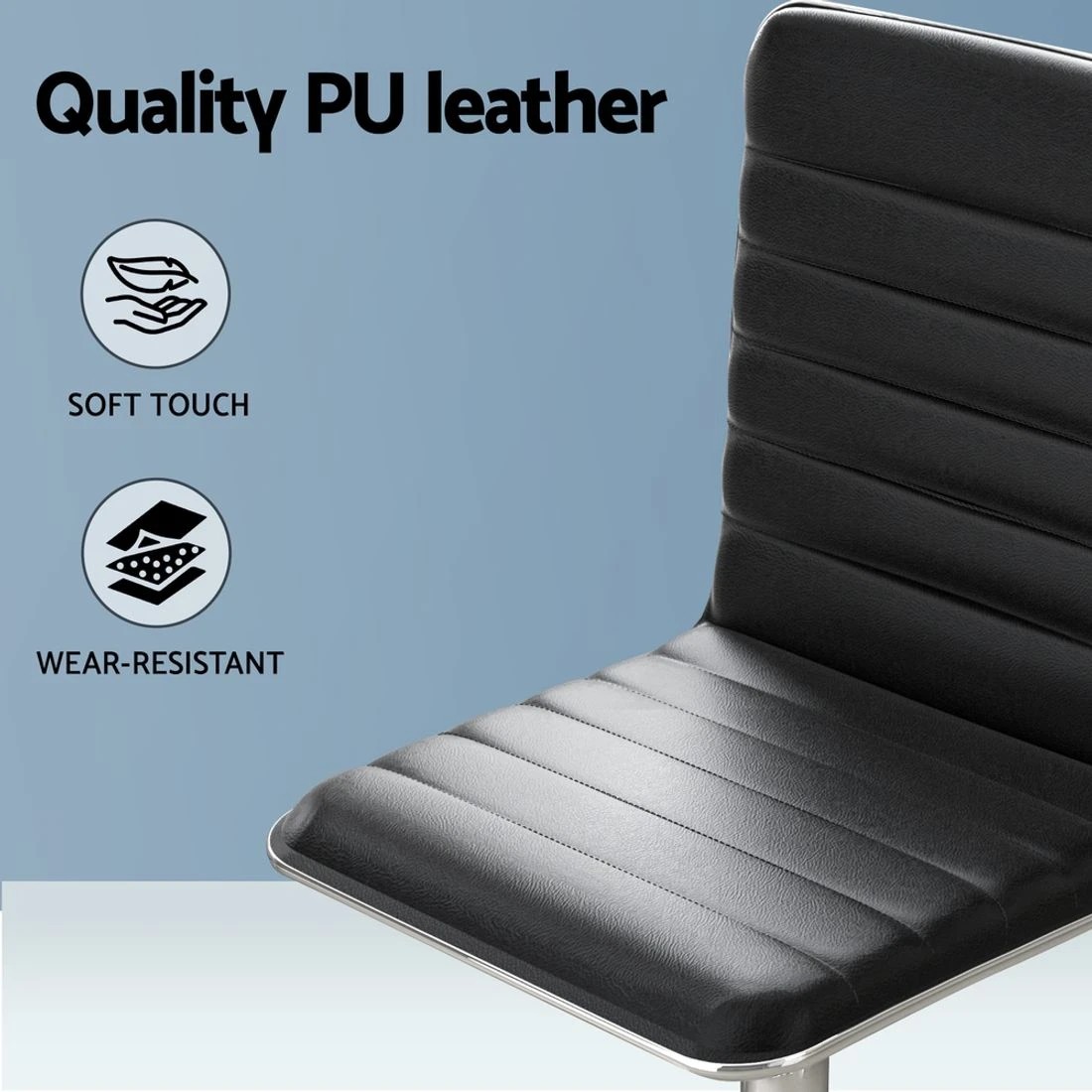 6 Artiss Office Chair Conference Chairs PU Leather Low Back - Black, 6 of 7