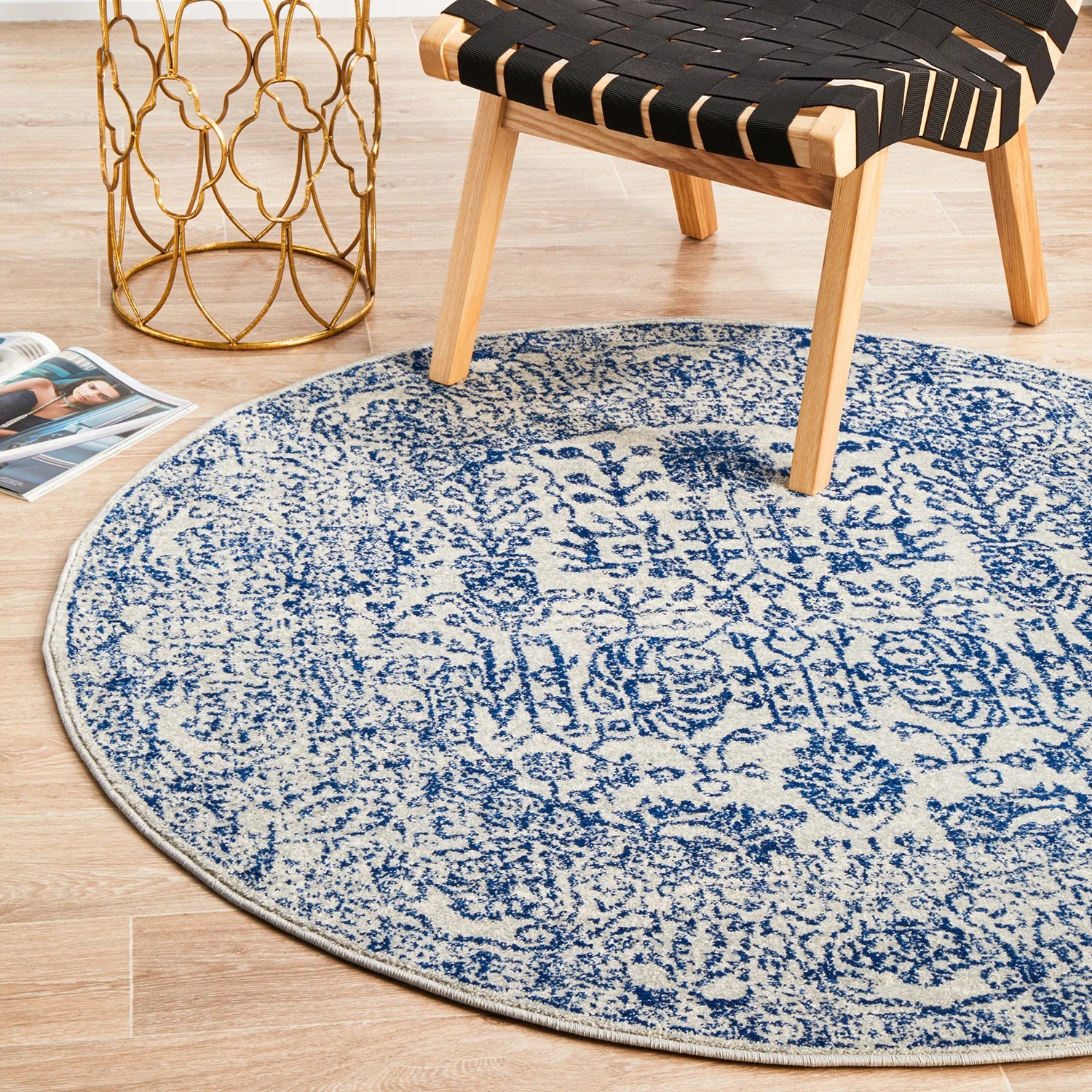 4 Common Ground Rugs Encore 256 200x200cm Round - Medium Pet Friendly Rug - Blue, 4 of 7