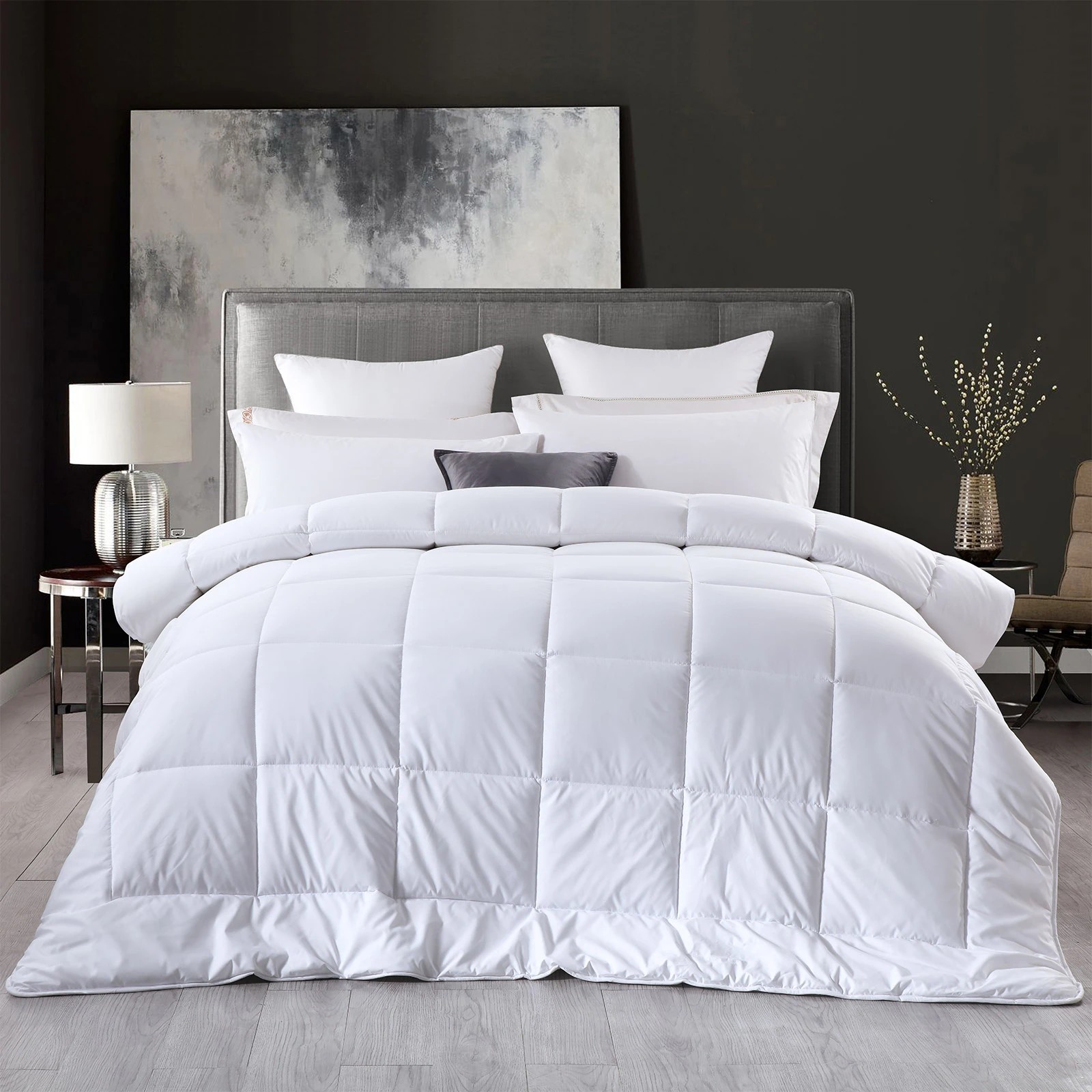 1 Royal Comfort 260GSM Deluxe Eco-Silk Touch Quilt 100% Microfibre Cover - Super King Bed - White, 1 of 7