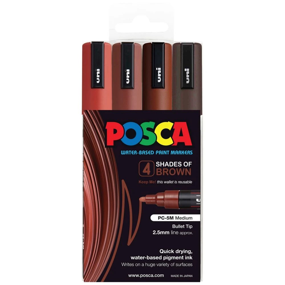 1 Posca PC-5M Paint Marker Brown 4 Pack, 1 of 10