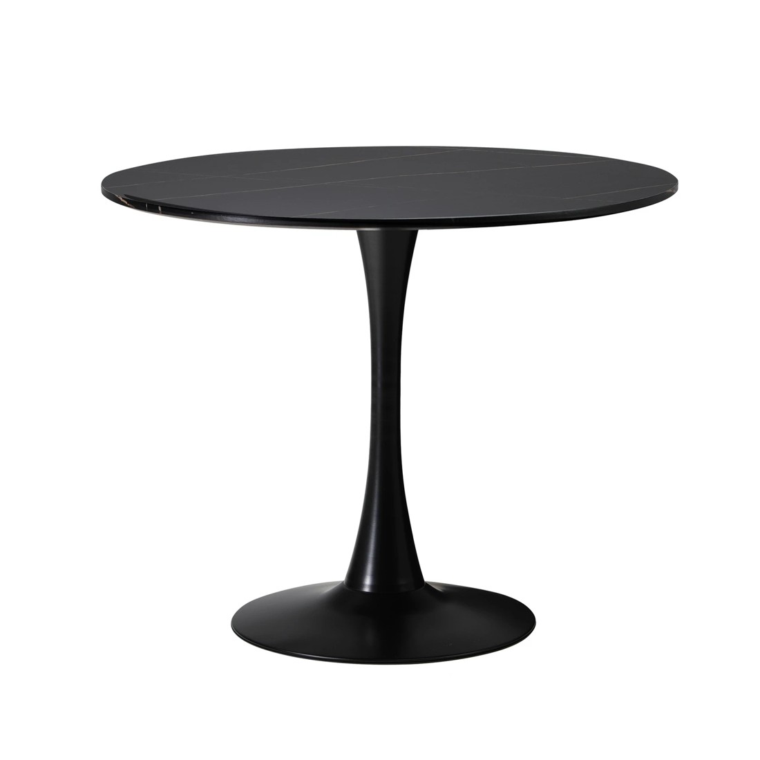 10 Oikiture 90cm Round Dining Table With 4x Dining Chairs Pu Leather
 - Black, 10 of 10