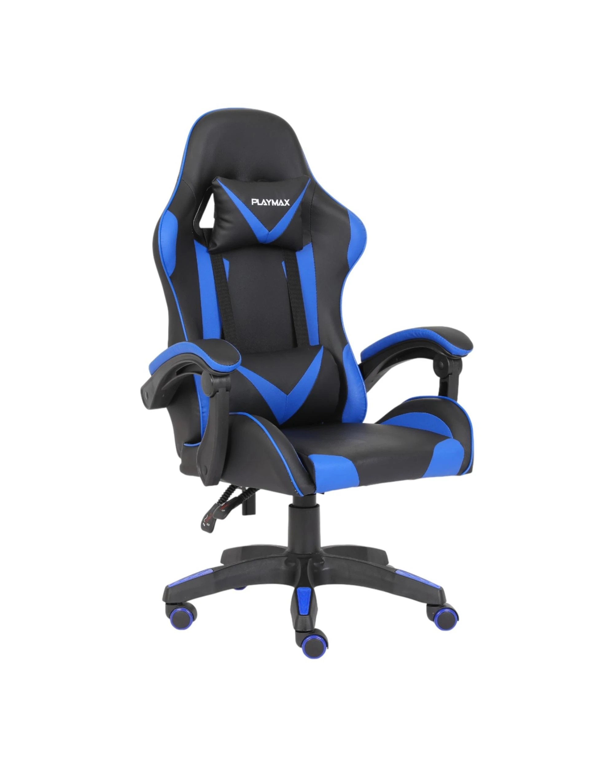 1 Playmax PU Leather Gaming Chair - Blue and Black - Multi, 1 of 10