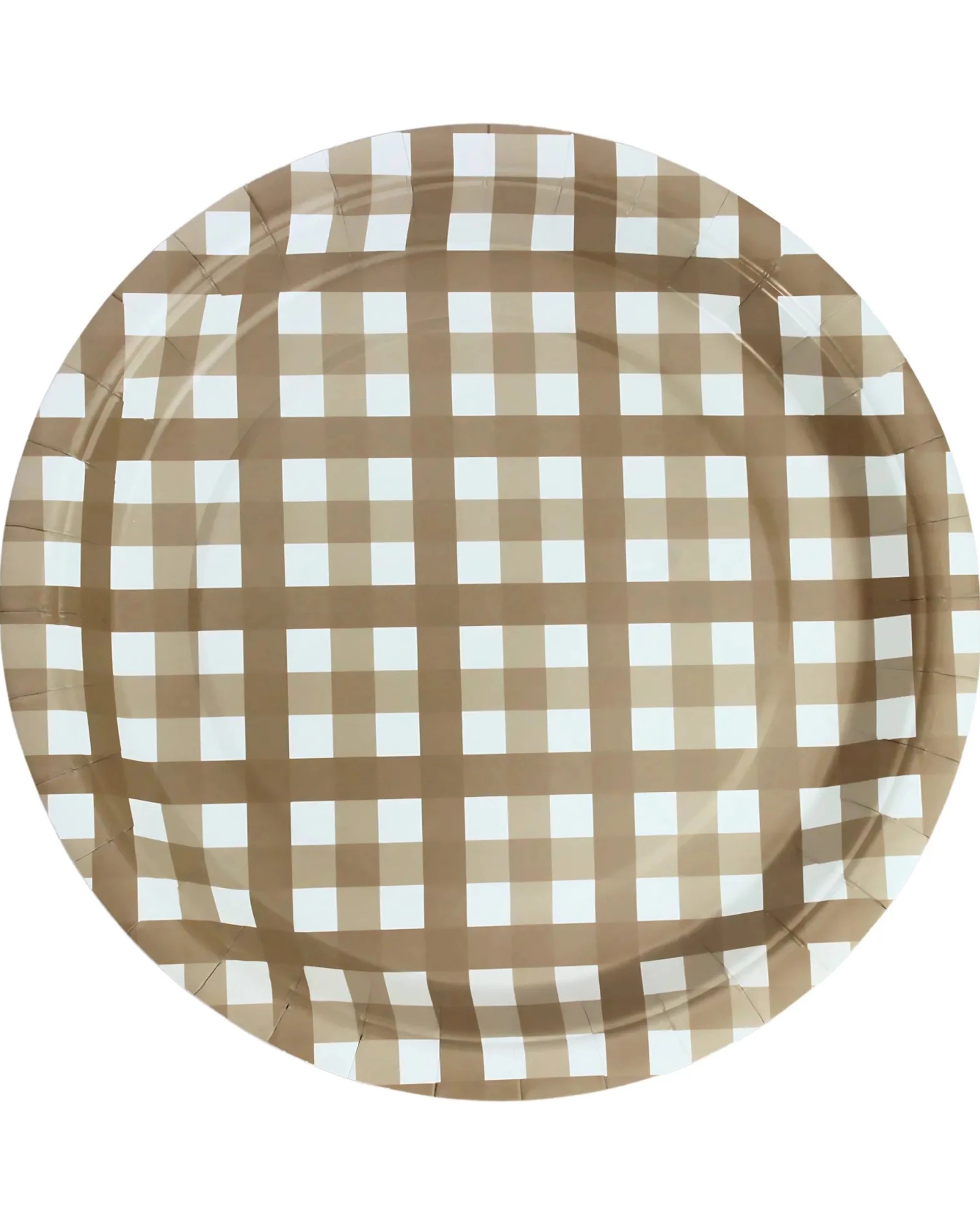 1 Amscan Gingham Large Paper Plates Pack of 8 - Brown - Brown, White, 1 of 3