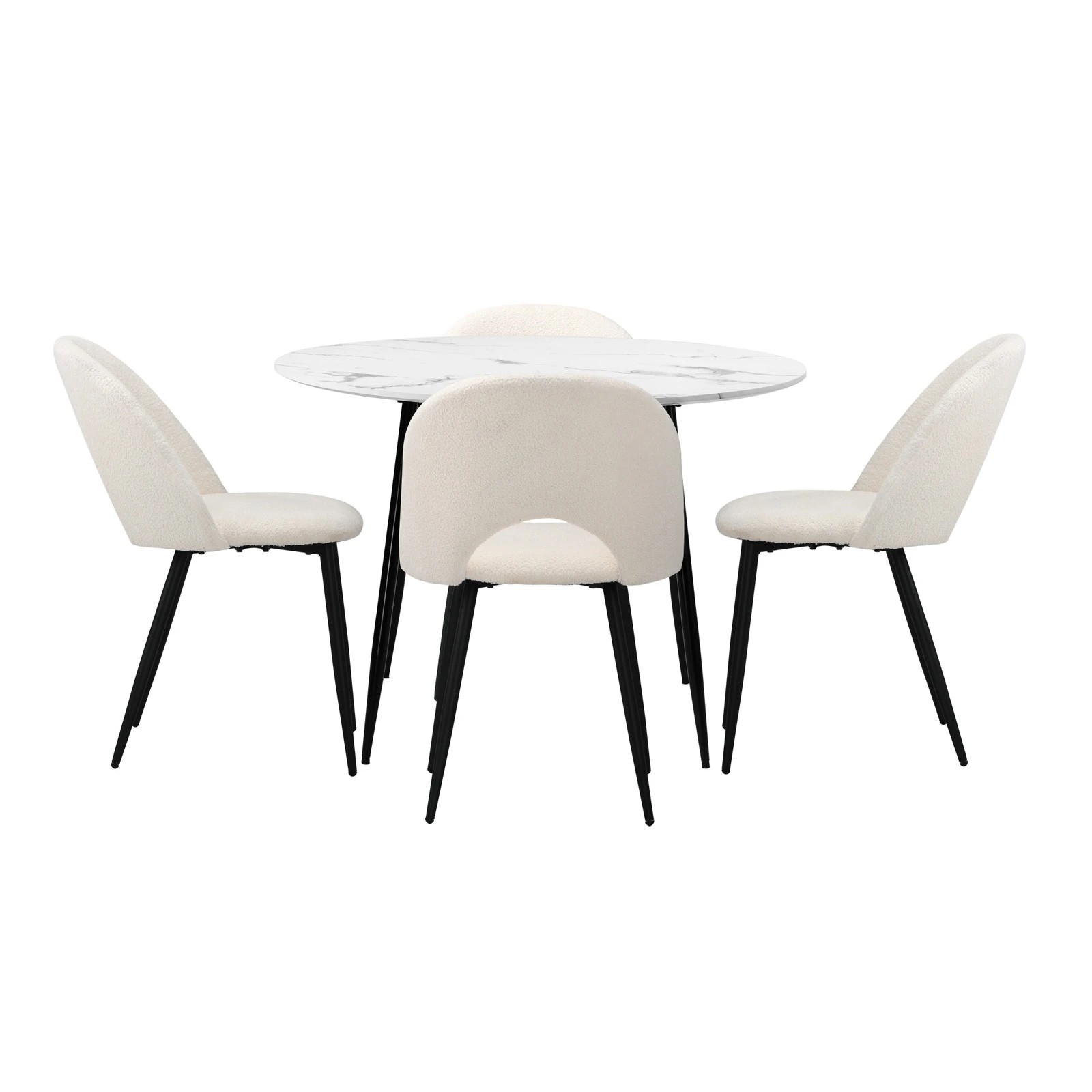 5 Oikiture 110cm Round Dining Table With 4pcs Dining Chairs White Sherpa
 - Multi, 5 of 10