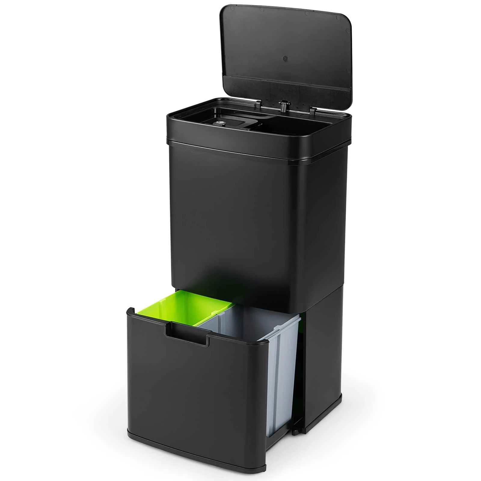 1 Costway 72L Motion Sensor Rubbish Bin Holder Stainless Trash Can - Black, 1 of 2