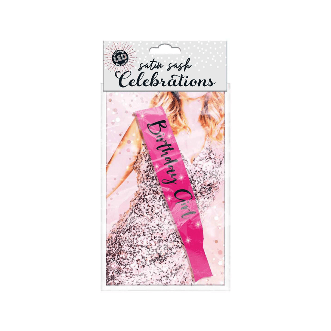 2 Flashing Birthday Girl Sash Pink With Black Lettering Girls Costume Celebration
 - Pink, 2 of 4