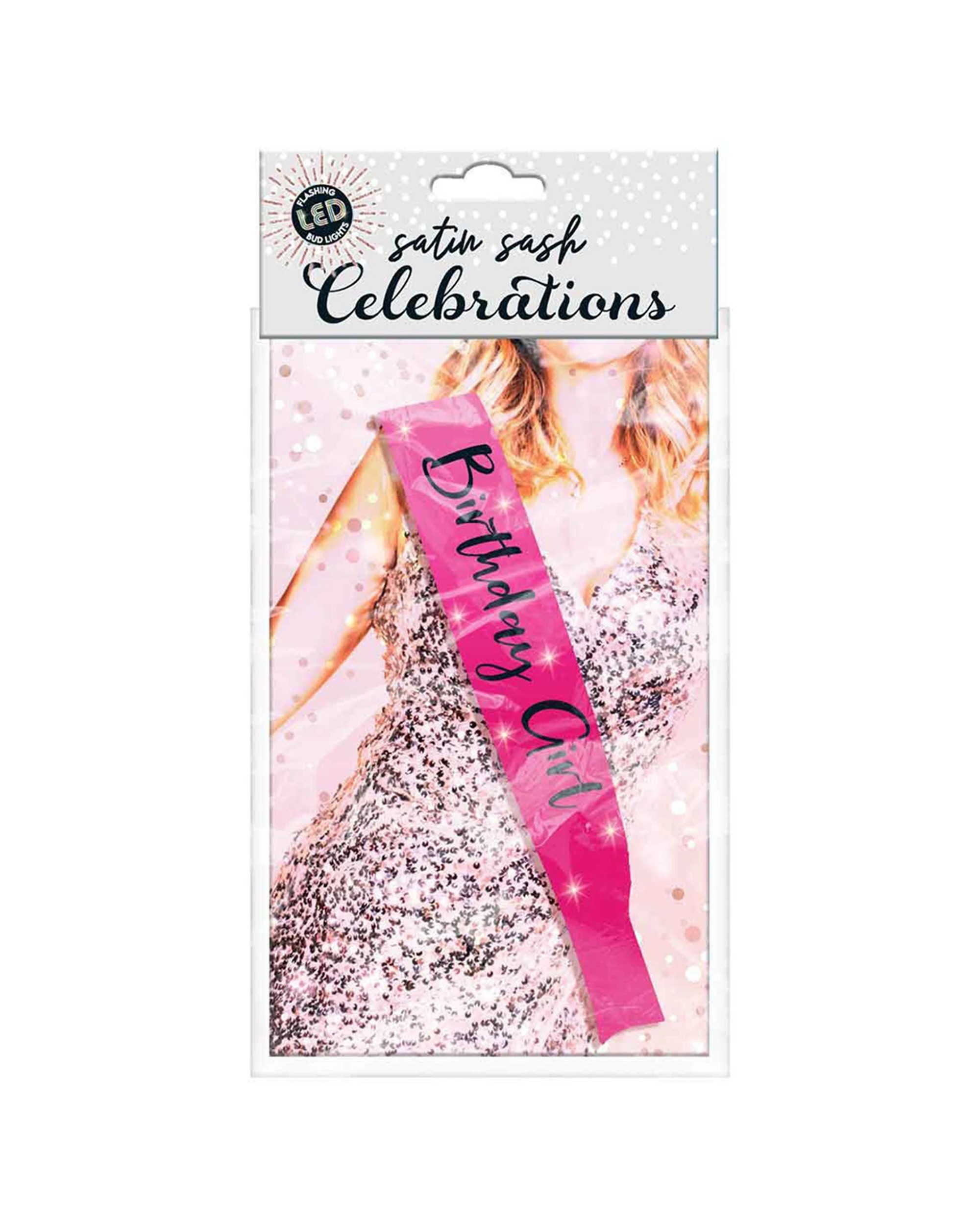 2 Flashing Birthday Girl Sash Pink With Black Lettering Girls Costume Celebration
 - Pink, 2 of 4
