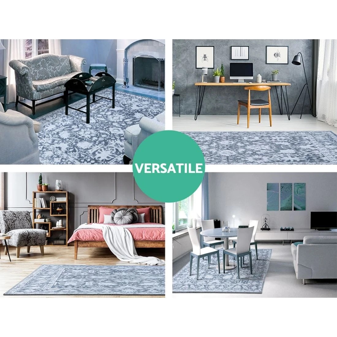 6 Artiss Floor Rug 160x230 Mat Carpet Short Pile Fafi - Grey, 6 of 6