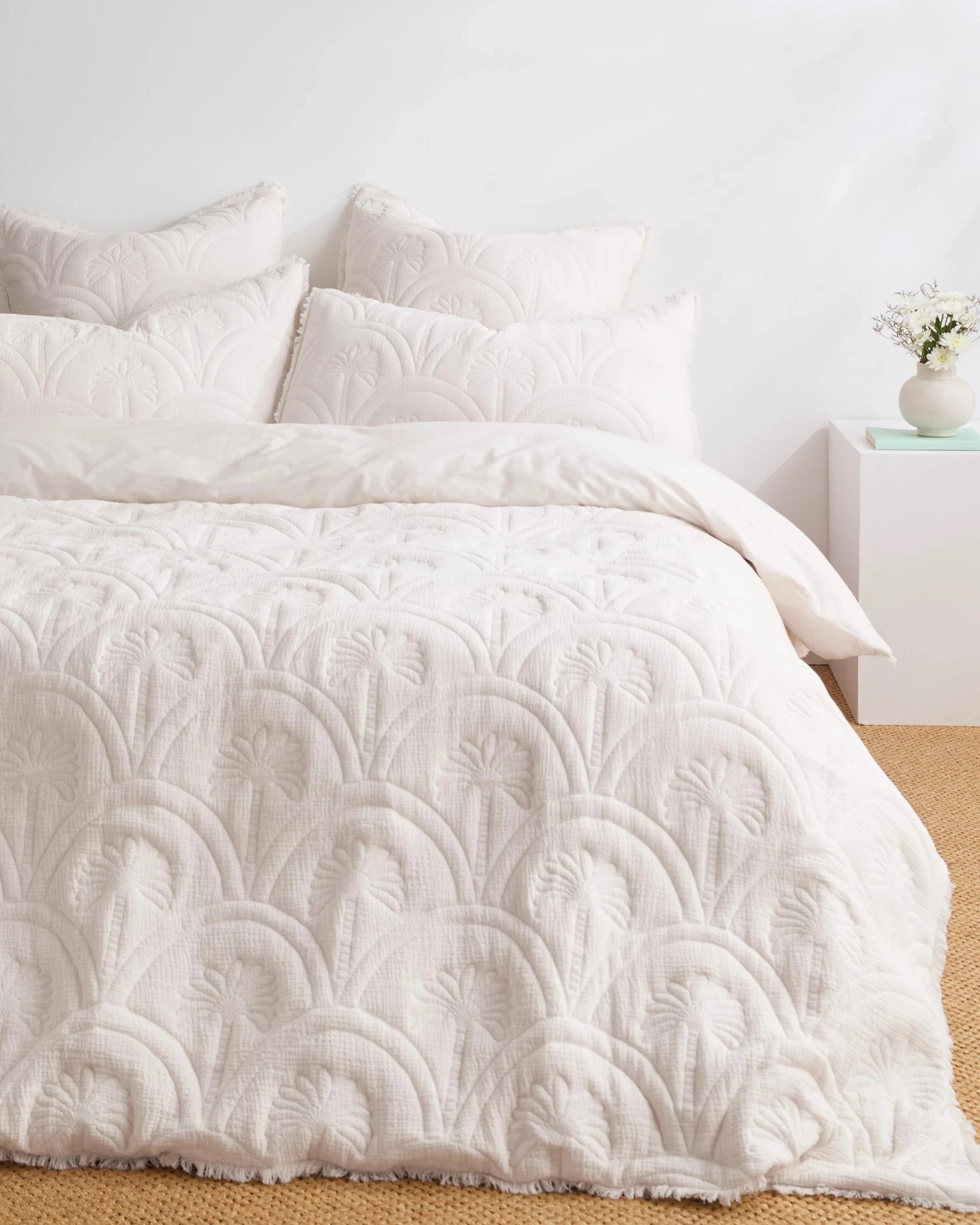 1 Target Palm Quilted Australian Cotton Quilt Cover Set - Queen Bed - Natural, 1 of 3