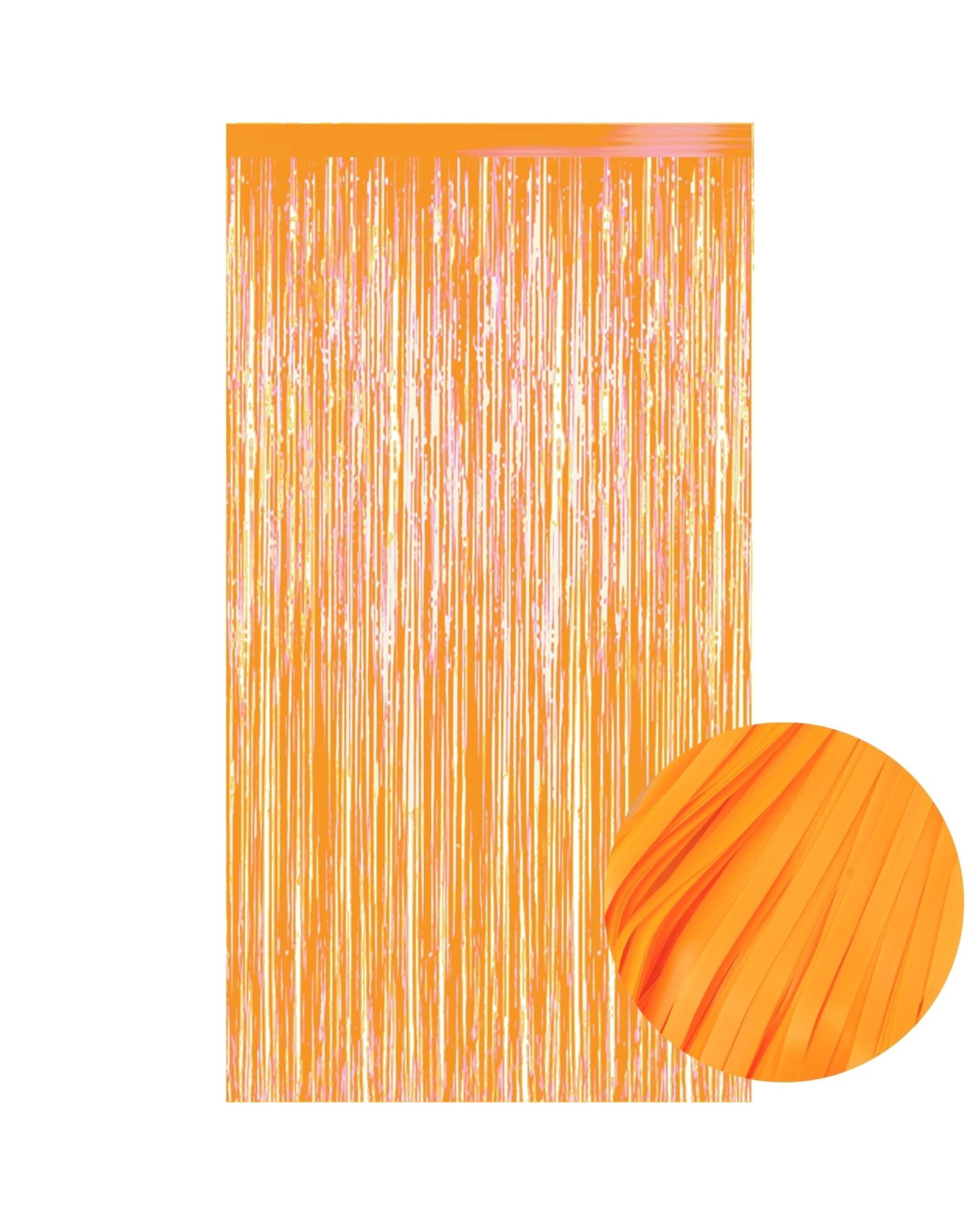 1 Partyrama Neon Orange Plastic Backdrop Curtain 100cm x 200cm - Orange, 1 of 2