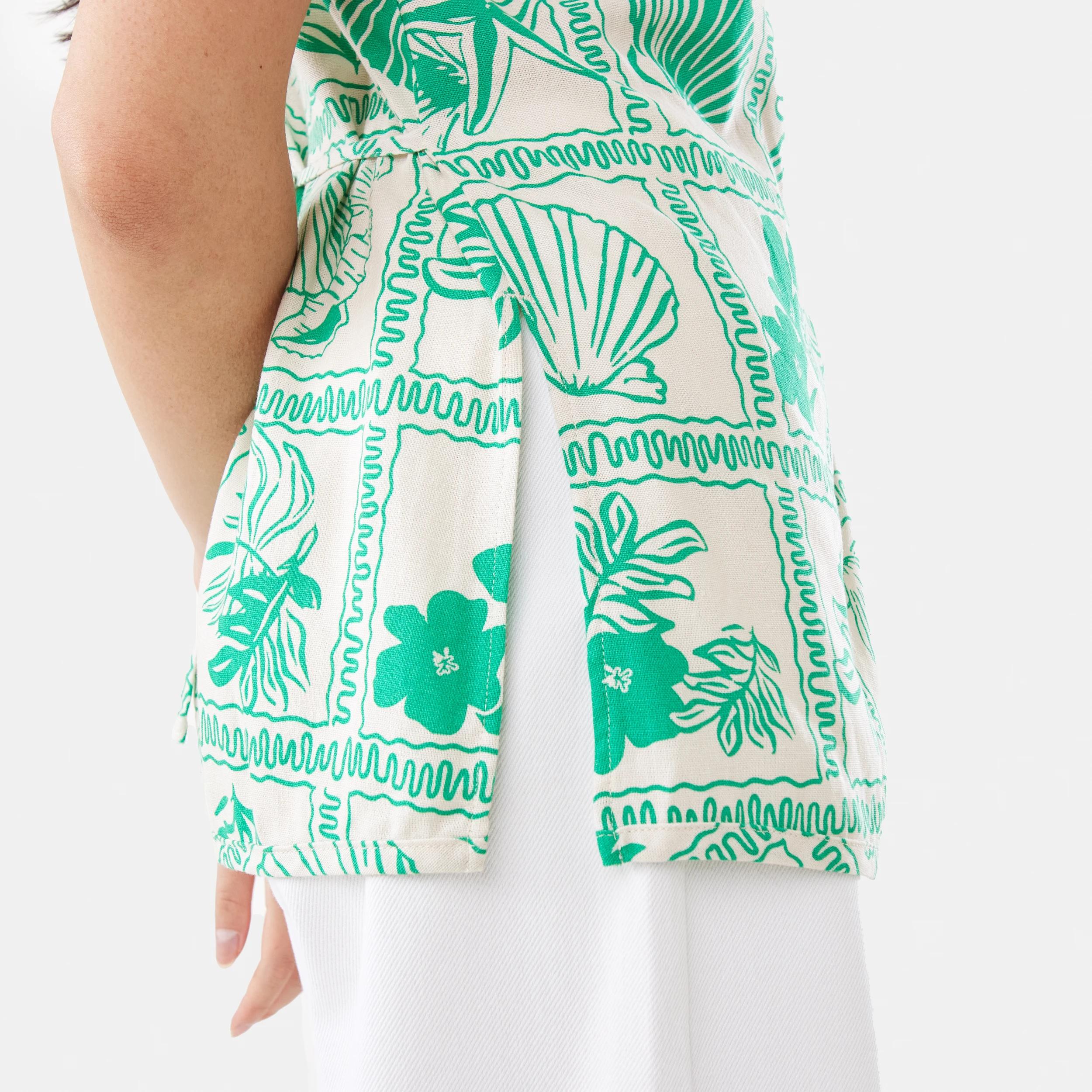 7 Sleeveless Button Detail Vest SHELL GEO SIMPLY GREEN, 7 of 8