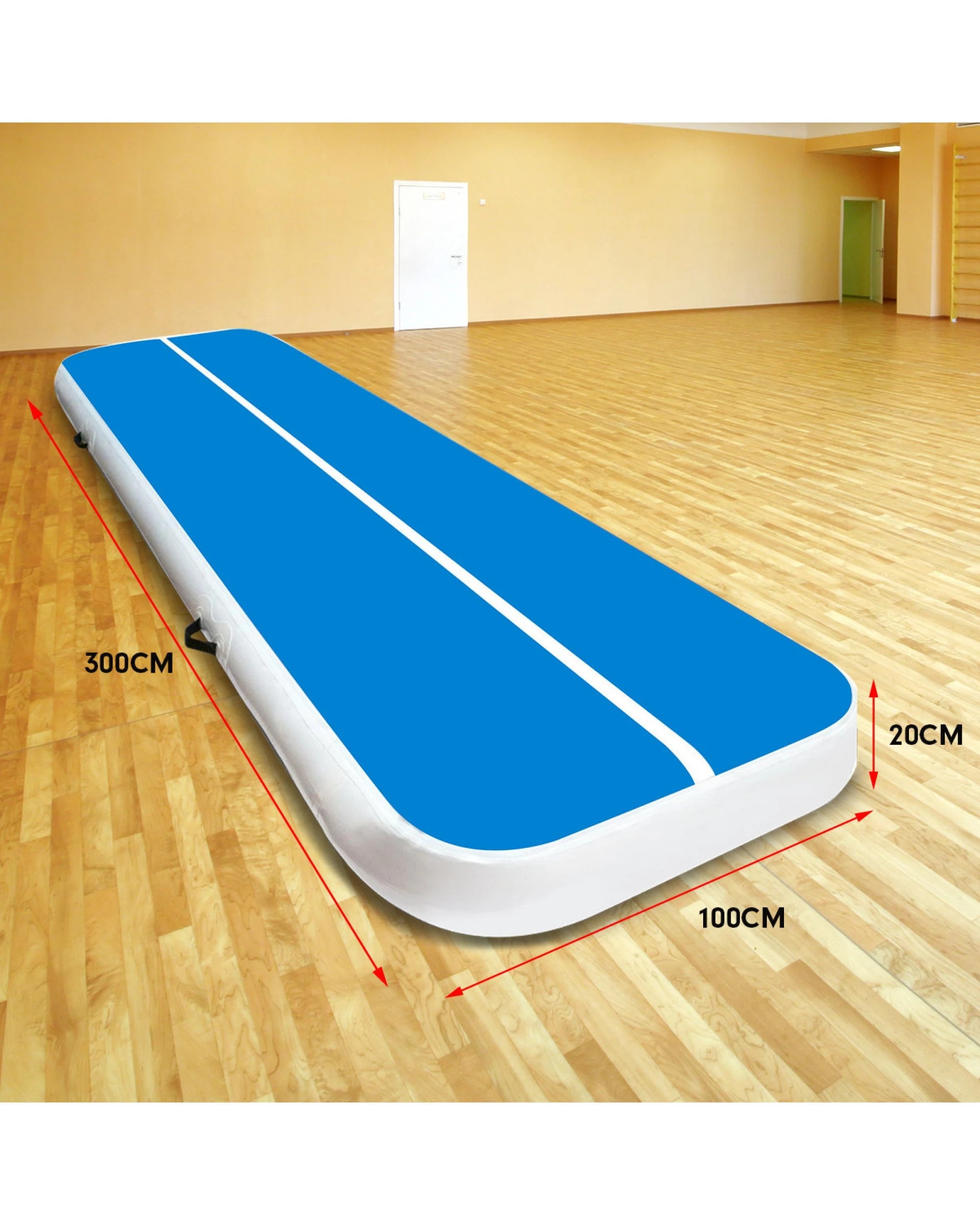 3 Powertrain Sports 3m x 1m AirTrack Inflatable Tumbling Mat - Blue, 3 of 8