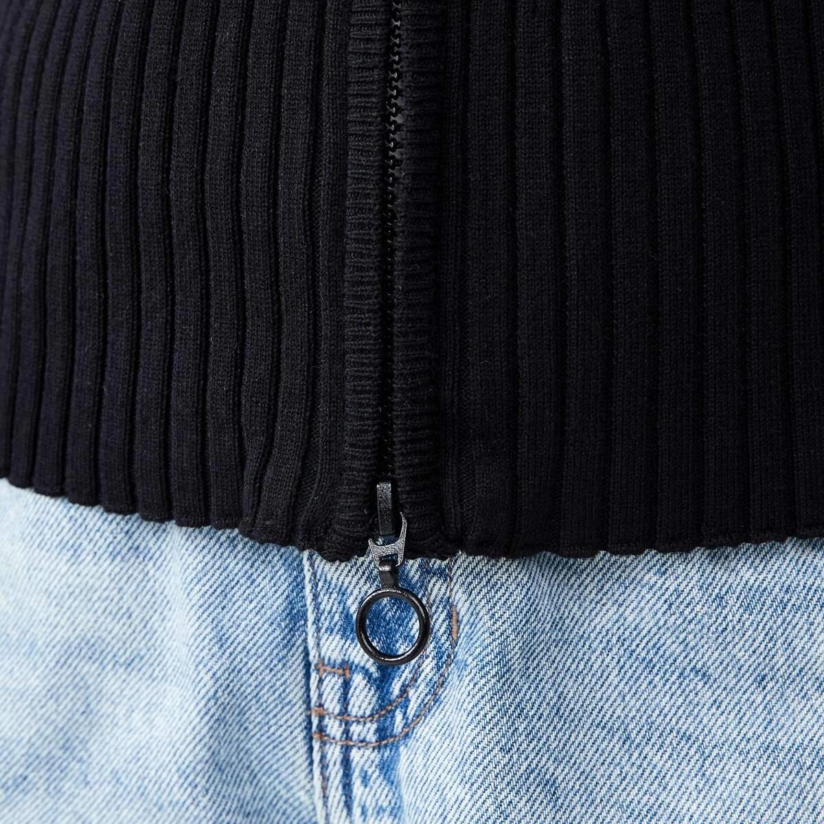 5 Rib Zip Through Cardigan BLACK, 5 of 7