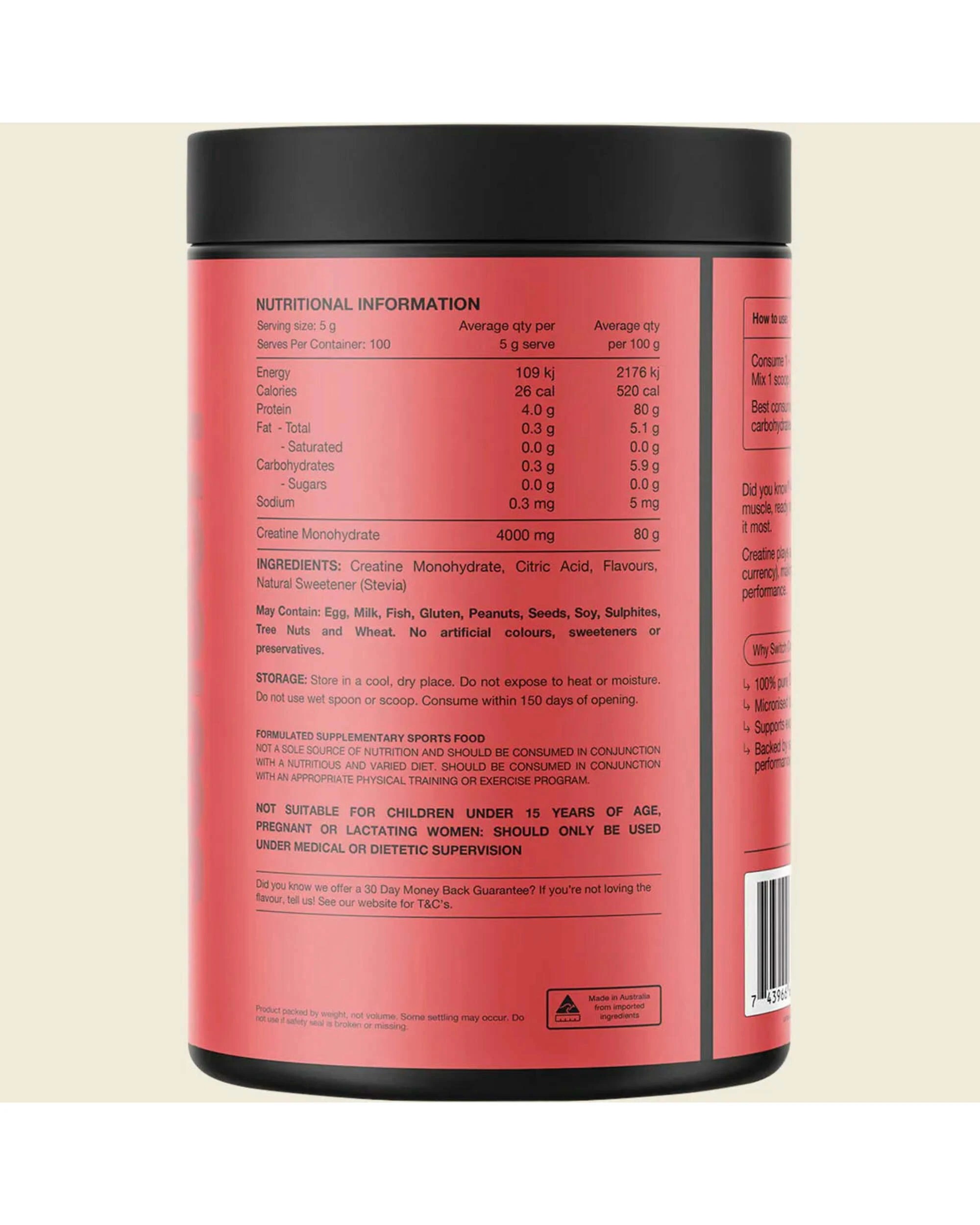2 Switch Nutrition Creatine Monohydrate 500g Red Raspberry, 2 of 2