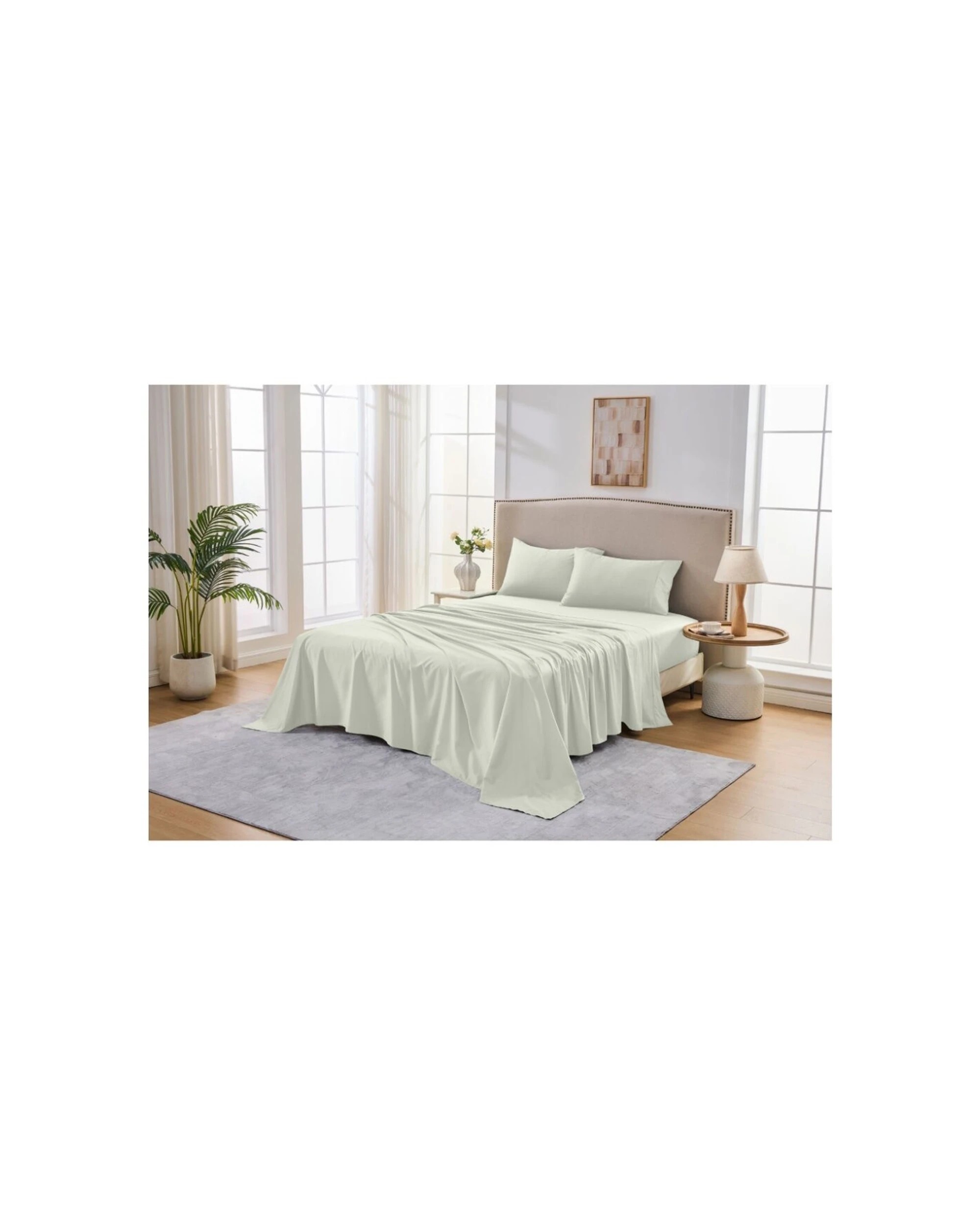5 Grosvenor House 500TC Egyptian Cotton Flat Bed Bedding Sheet - Double Bed - Green, 5 of 5