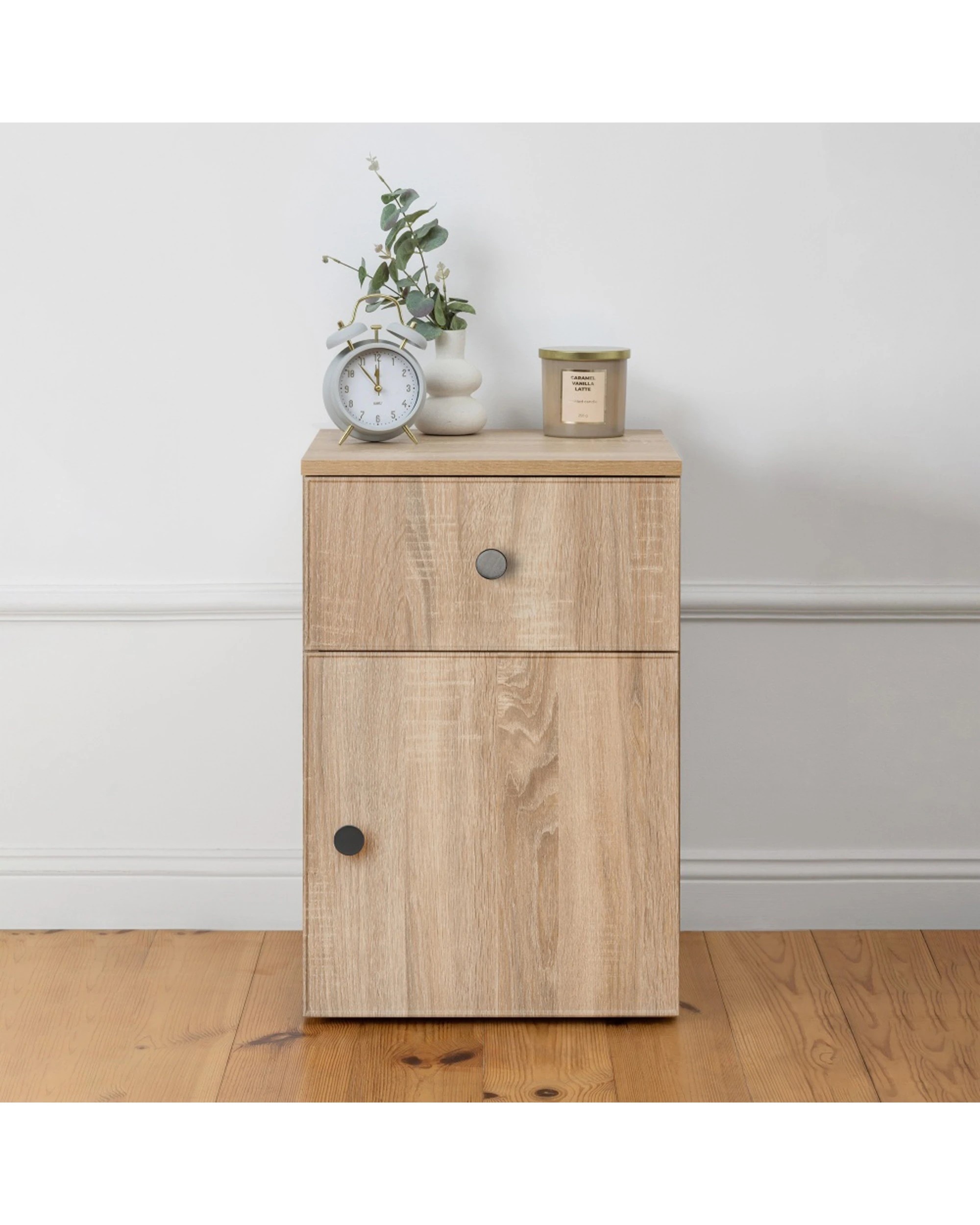 3 European Cabinetry Porto Oak Slim Bedside Table Round Handle - Natural, 3 of 4