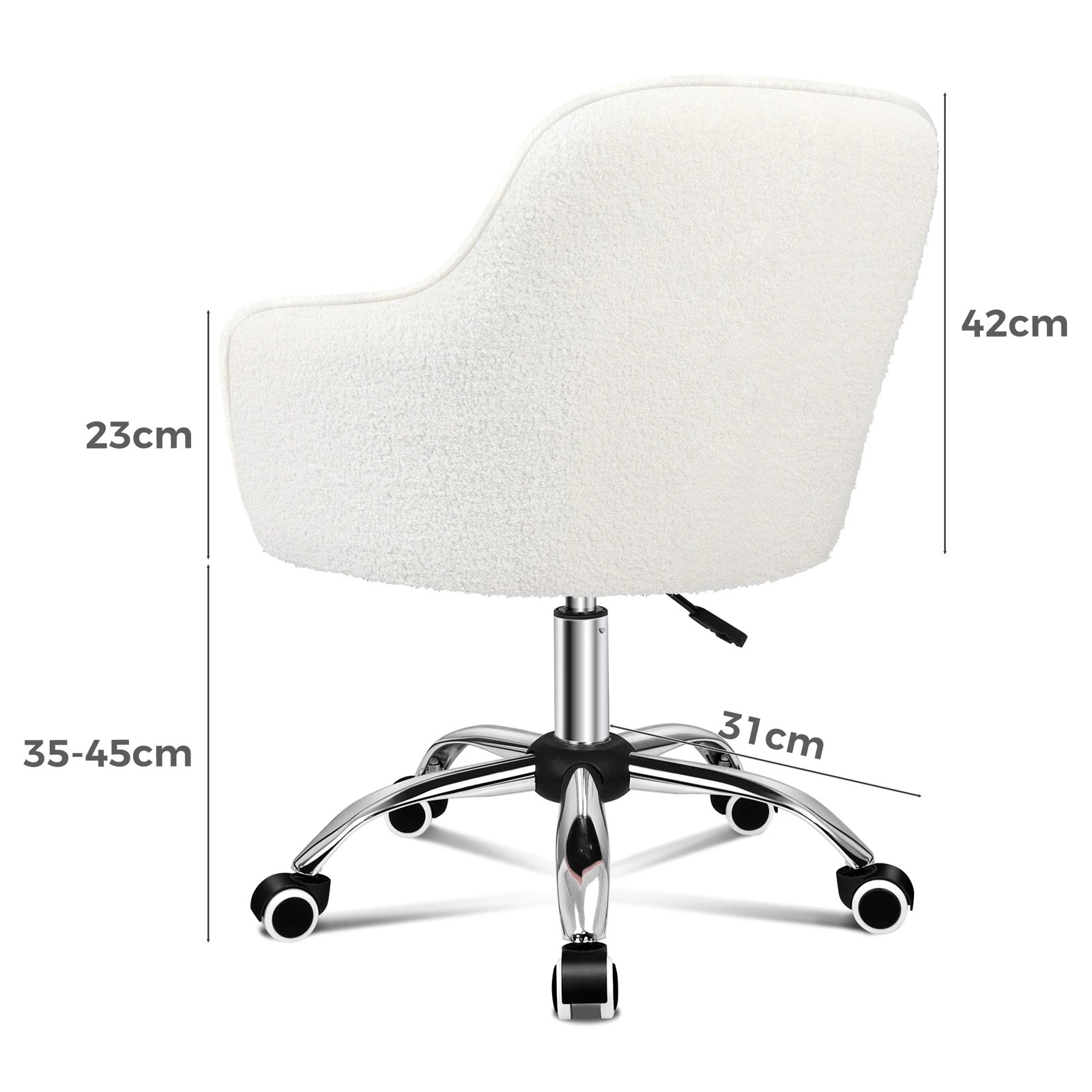10 Alfordson Boucle Office Chair Computer Swivel Armchair Work Adult Kids - White, 10 of 10