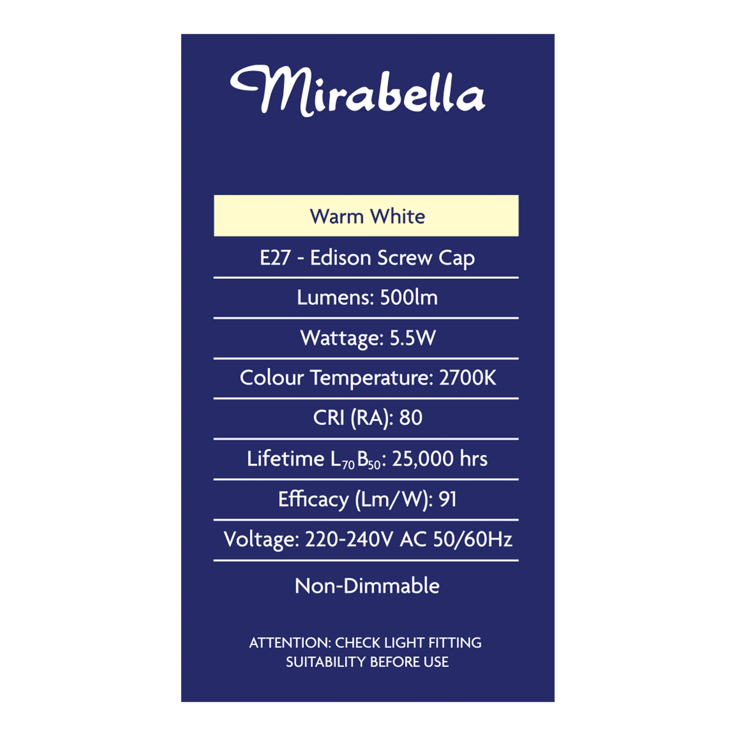 3 Mirabella 5.5W LED Warm White Round Everyday Globe, 3 of 5