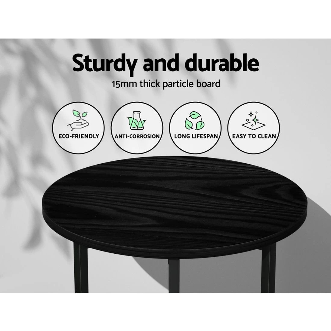 6 Artiss Coffee Table Side Table Round  Martha - Black, 6 of 7