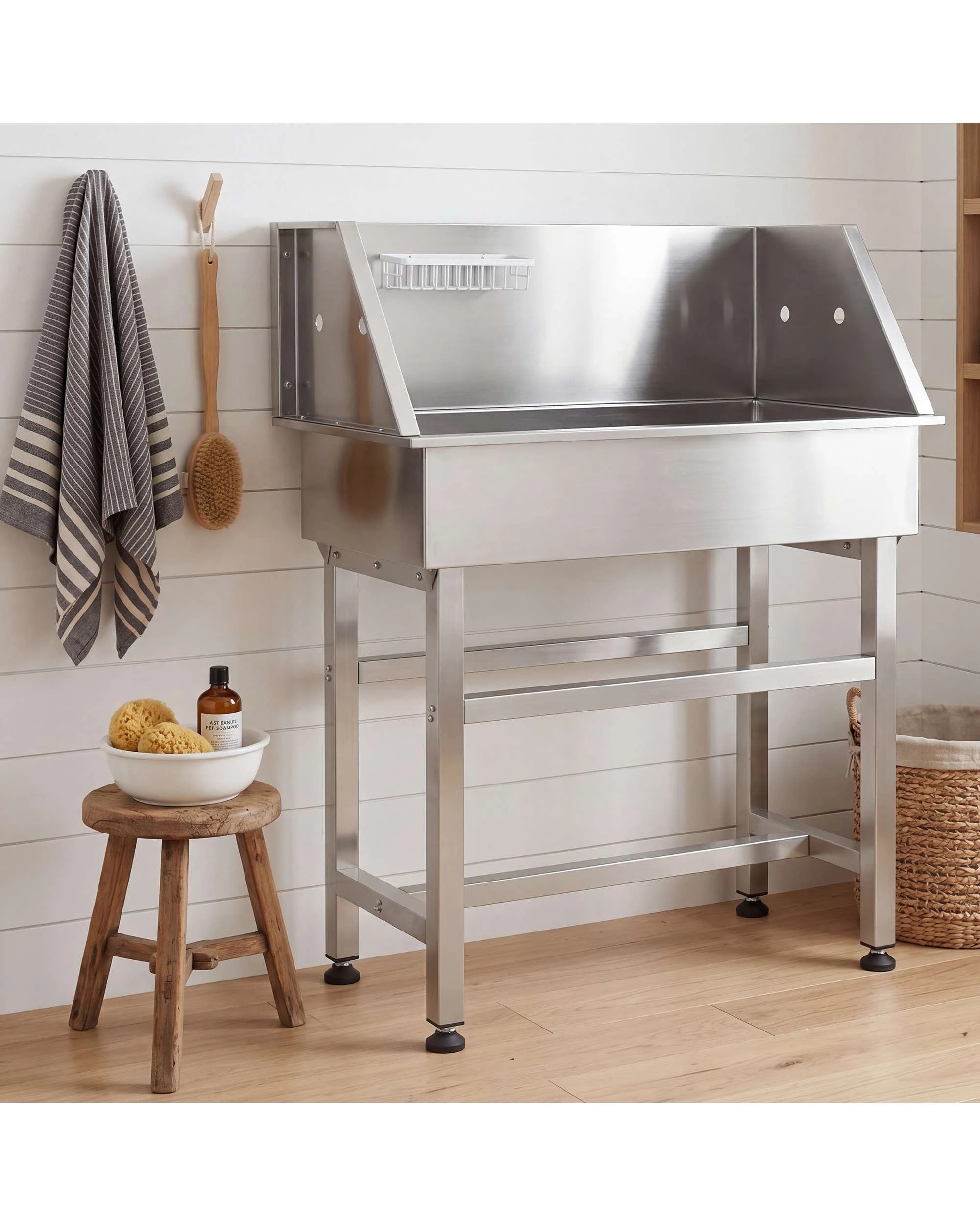 5 Advwin Pet Bathtub Stainless Steel Dog Washing Station Pet Grooming Tub 34" Bathtub, 5 of 9