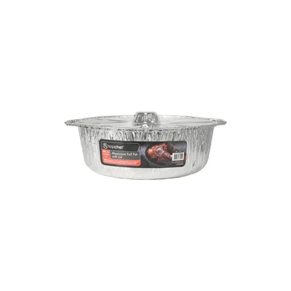 2 Top Chef Lightweight Disposable Oven Safe Aluminium Foil Pot With Lid 33 X 12 Cm
 - Plain, 2 of 3