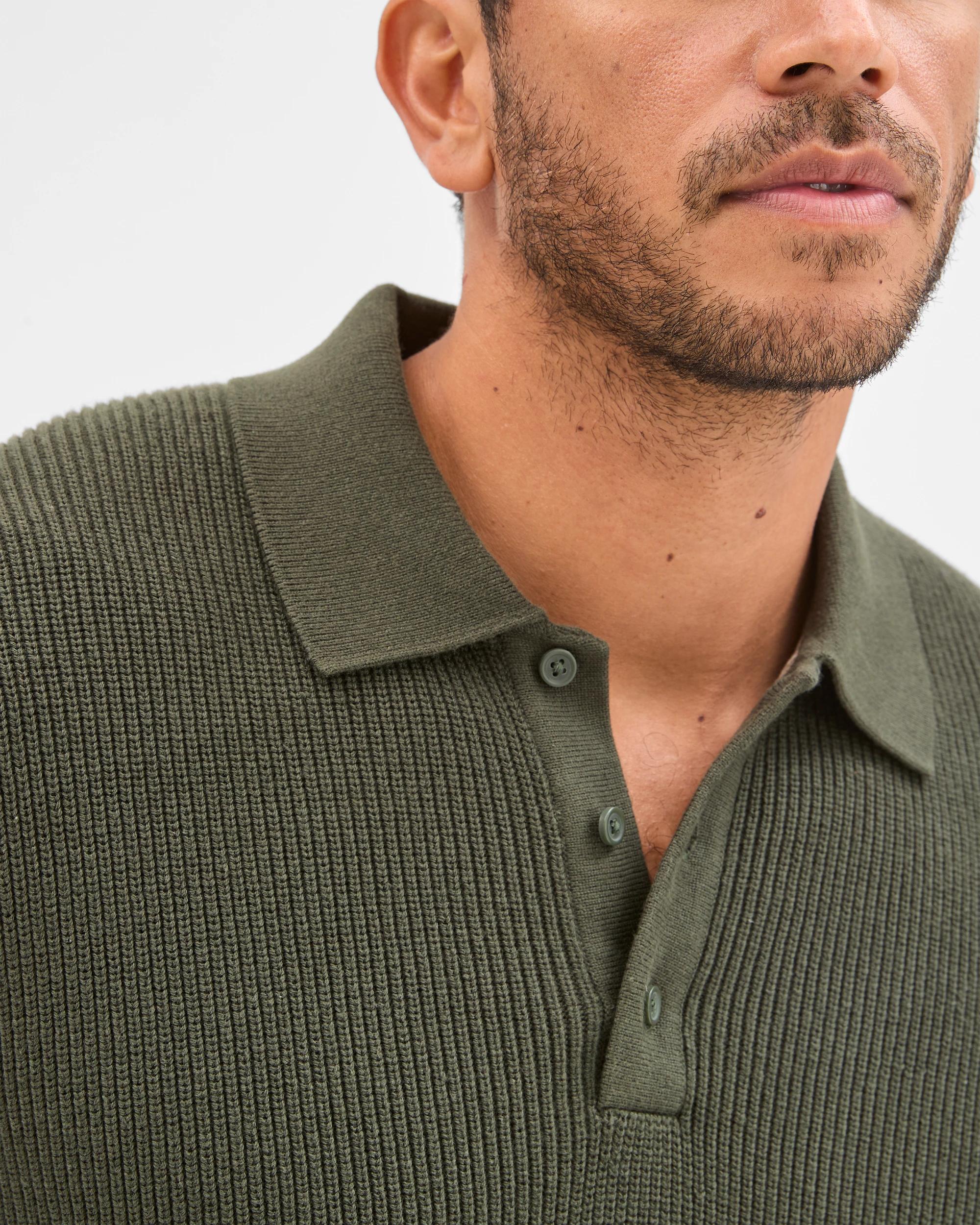 5 Target Man Australian Cotton Lightweight Long Sleeve Polo Neck Knit Sweater KHAKI, 5 of 6