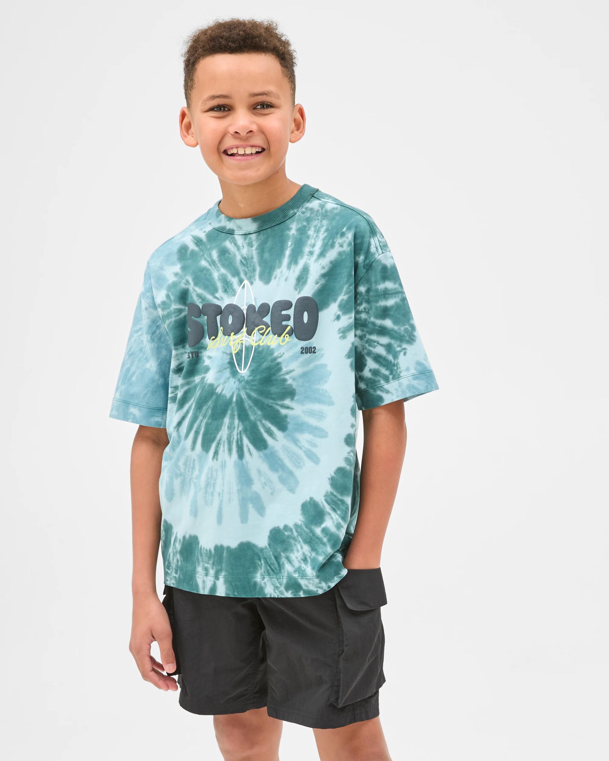 1 Target Kids Australian Cotton Oversized Dyed Graphic T-Shirt GREEN, 1 of 6