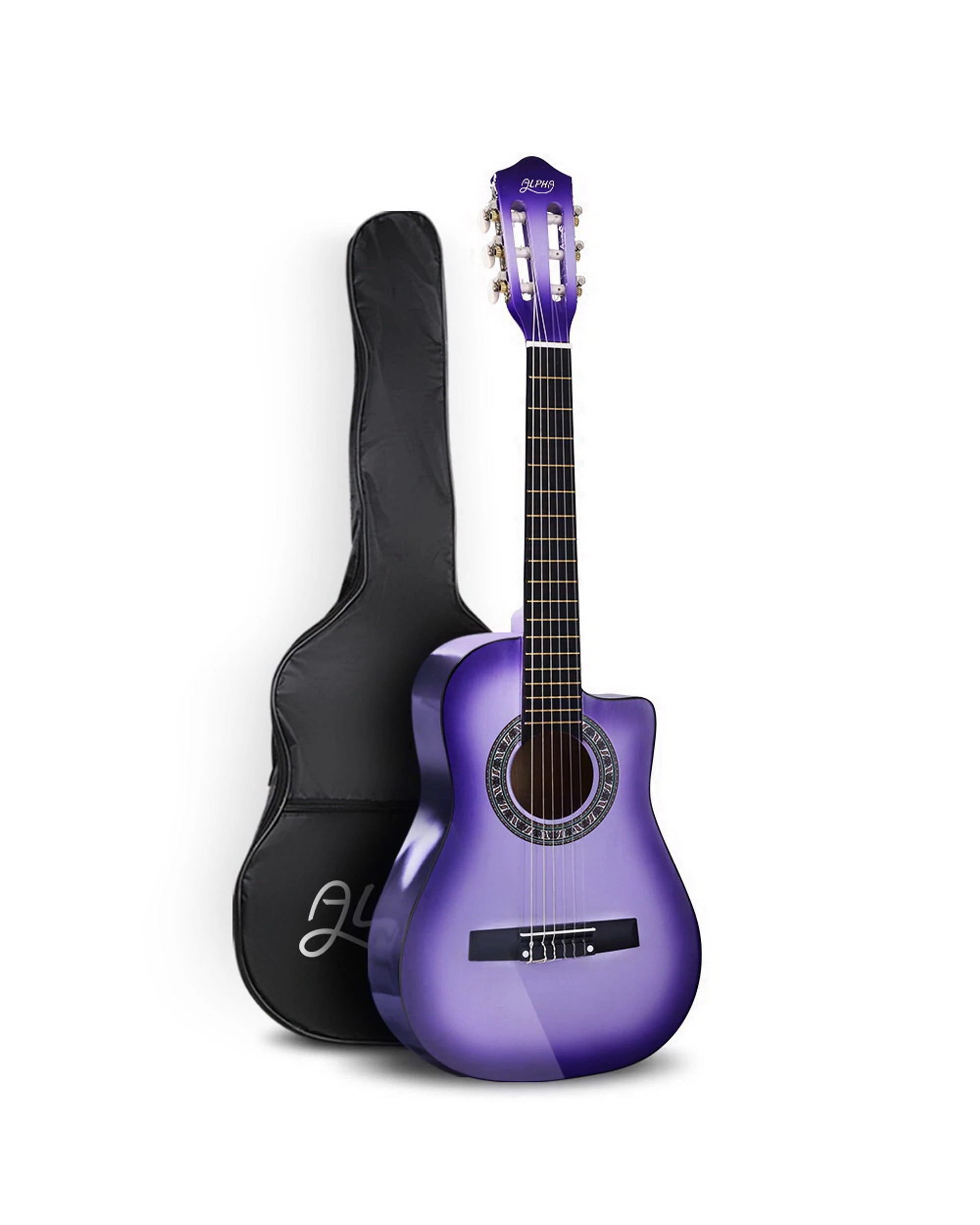 1 Alpha 34 Inch Classical Guitar Wooden Body Nylon String Beginner Kids Gift - Purple, 1 of 6