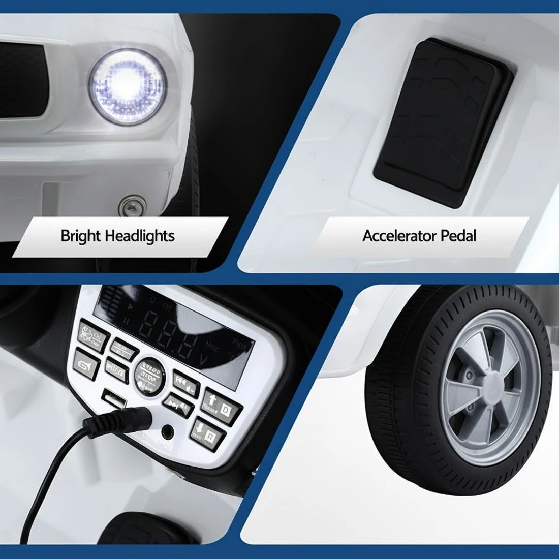 7 Shelby Kids Electric Ride On Car Licensed GT350 Outdoor Toys Cars Music Remote - White, 7 of 8