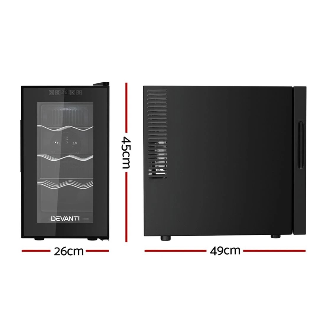 3 Devanti Wine Fridge Cooler 8 Bottles - Black, 3 of 7