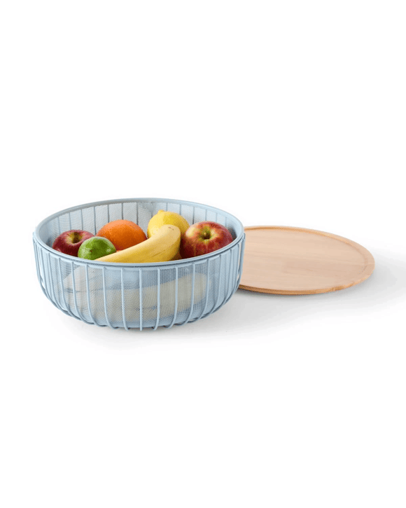3 Piece Metal and Wood Fruit Bowl Set