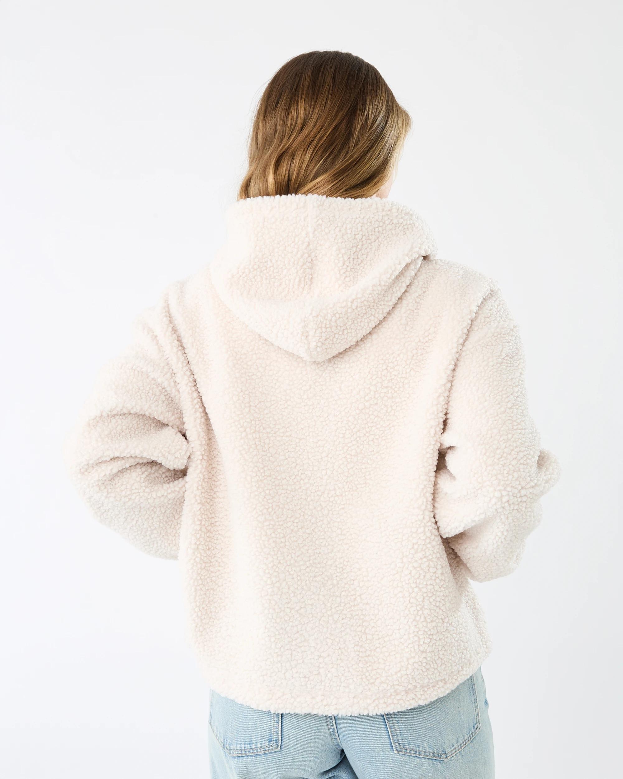 3 Boucle Cosy Zip Through Hoodie Nat Beige, 3 of 7