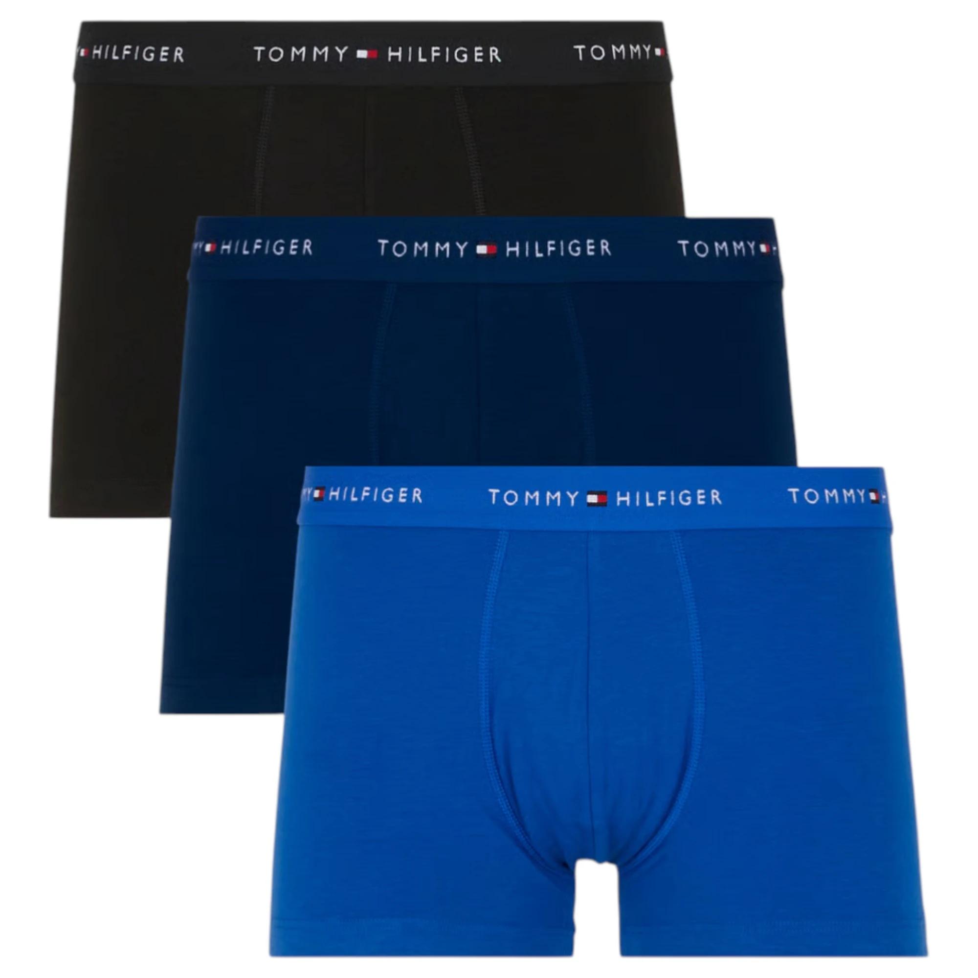 2 Tommy Hilfiger 3 Pack Mens Signature Cotton Boxer Trunks Undies BLUE/NAVY/BLACK, 2 of 6