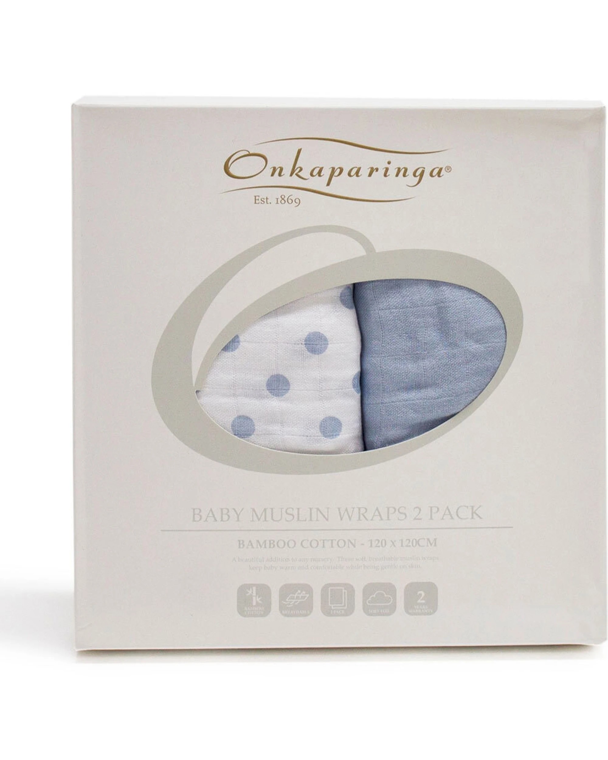 1 Onkaparinga 2PK Baby Muslin Cotton Sleeping Wraps Spots - Multi, 1 of 1