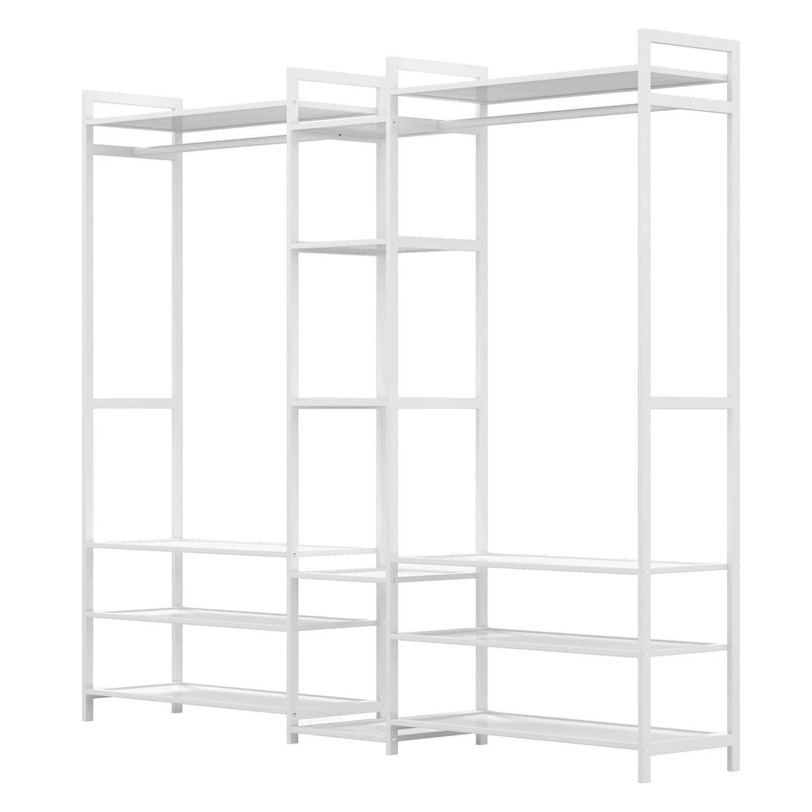 6 Milano Décor Multifunctional Bamboo Clothes Rack Storage Stand Organiser - White, 6 of 10