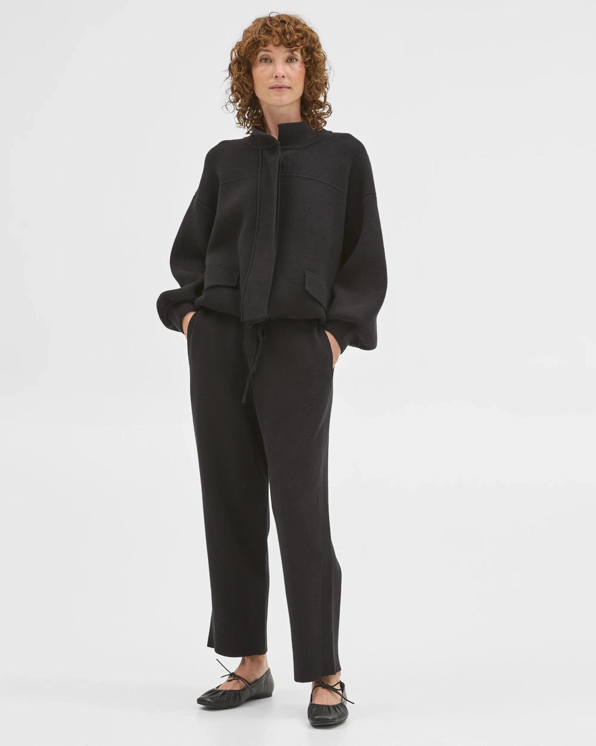 1 Target Woman Clean Knit Barrel Leg Pants BLACK, 1 of 5