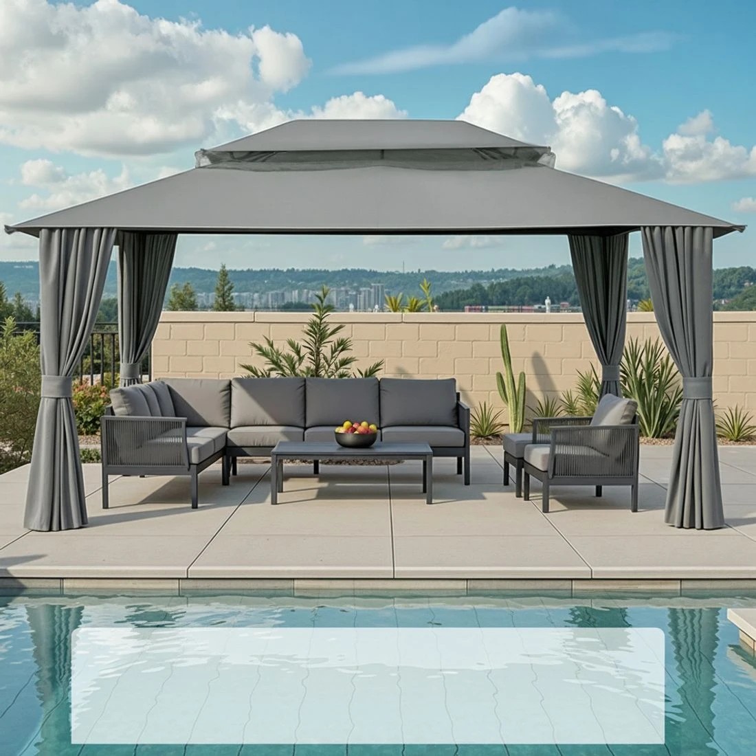 4 Instahut Gazebo 3x4m Canopy Outdoor Steel Frame Patio Tent Curtains Marquee - Grey - Grey, 4 of 7