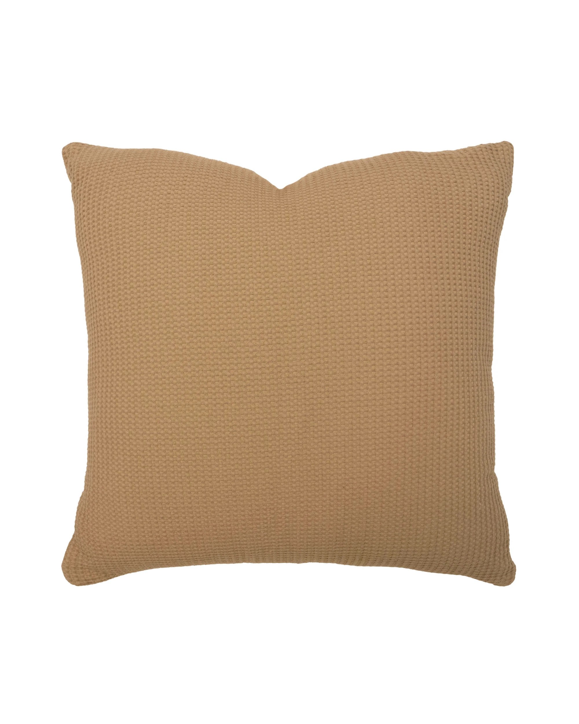 1 Bambury Milo Cotton Soft Waffle TexturedSquare Cushion Chai - Brown, 1 of 5