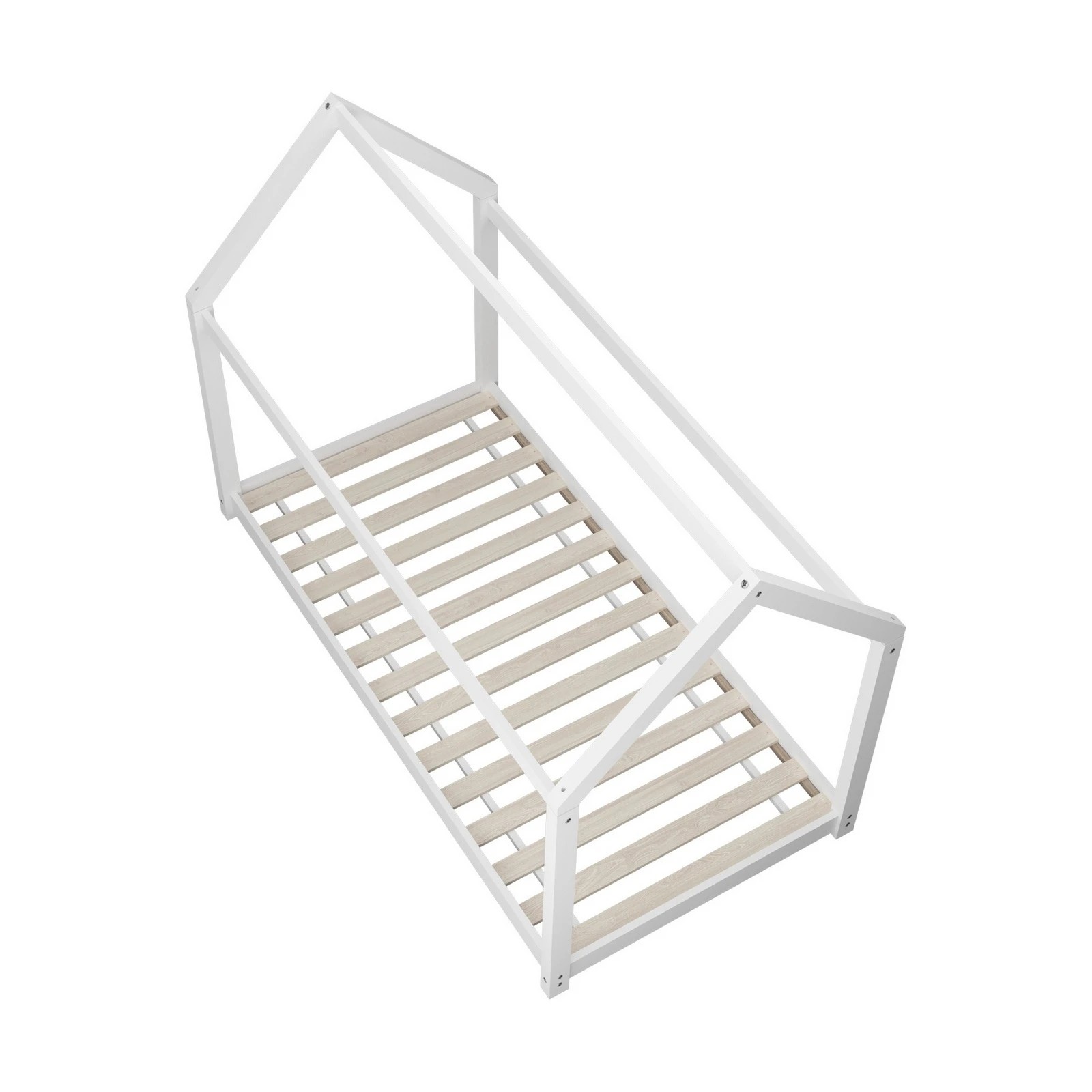 2 Oikiture Kids Bed Frame Single Wooden Pine House Platform Base Montessori
 - White, 2 of 10