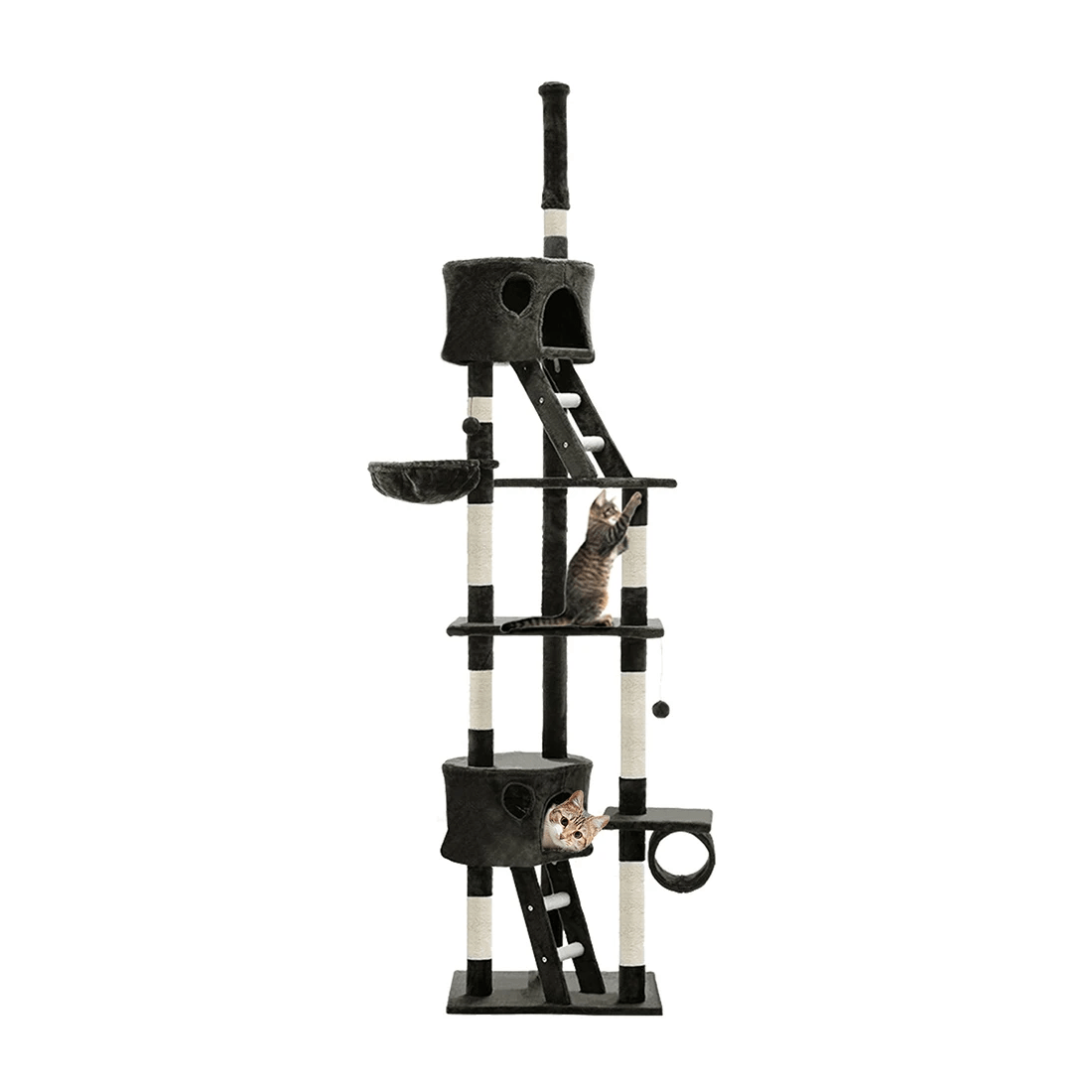 1 i.Pet Cat Tree 260cm Tower Scratching Post Scratcher Condo House Trees - Grey, 1 of 7